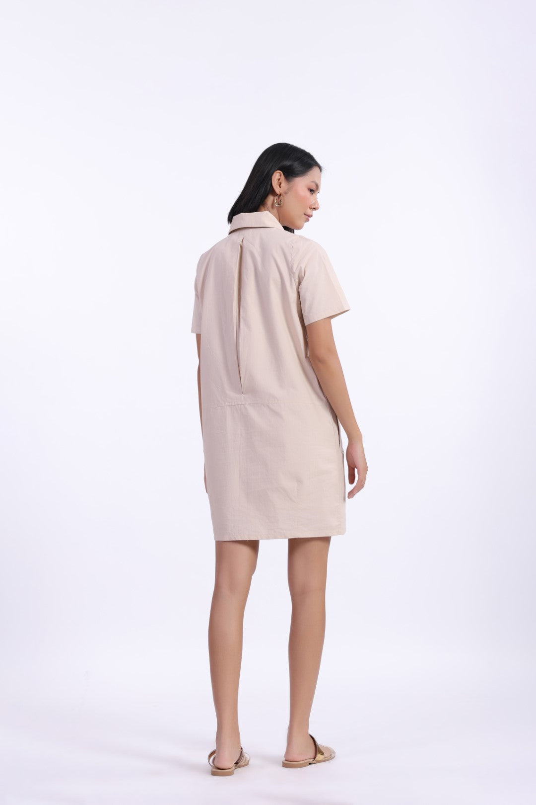 Women Beige Cotton Dress