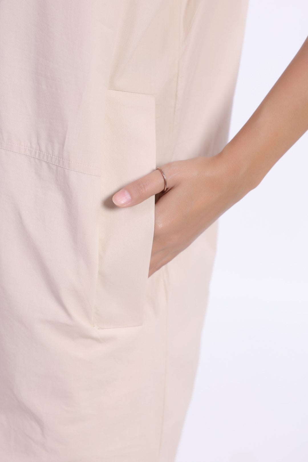 Women Beige Cotton Dress
