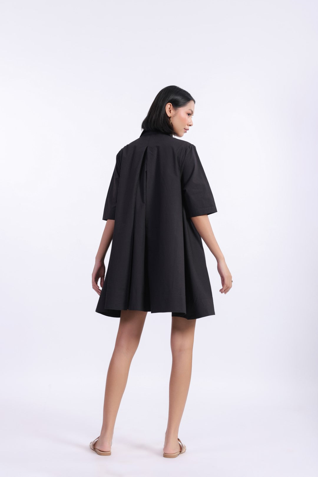 MUUN Women's Black Solid Cotton Dress