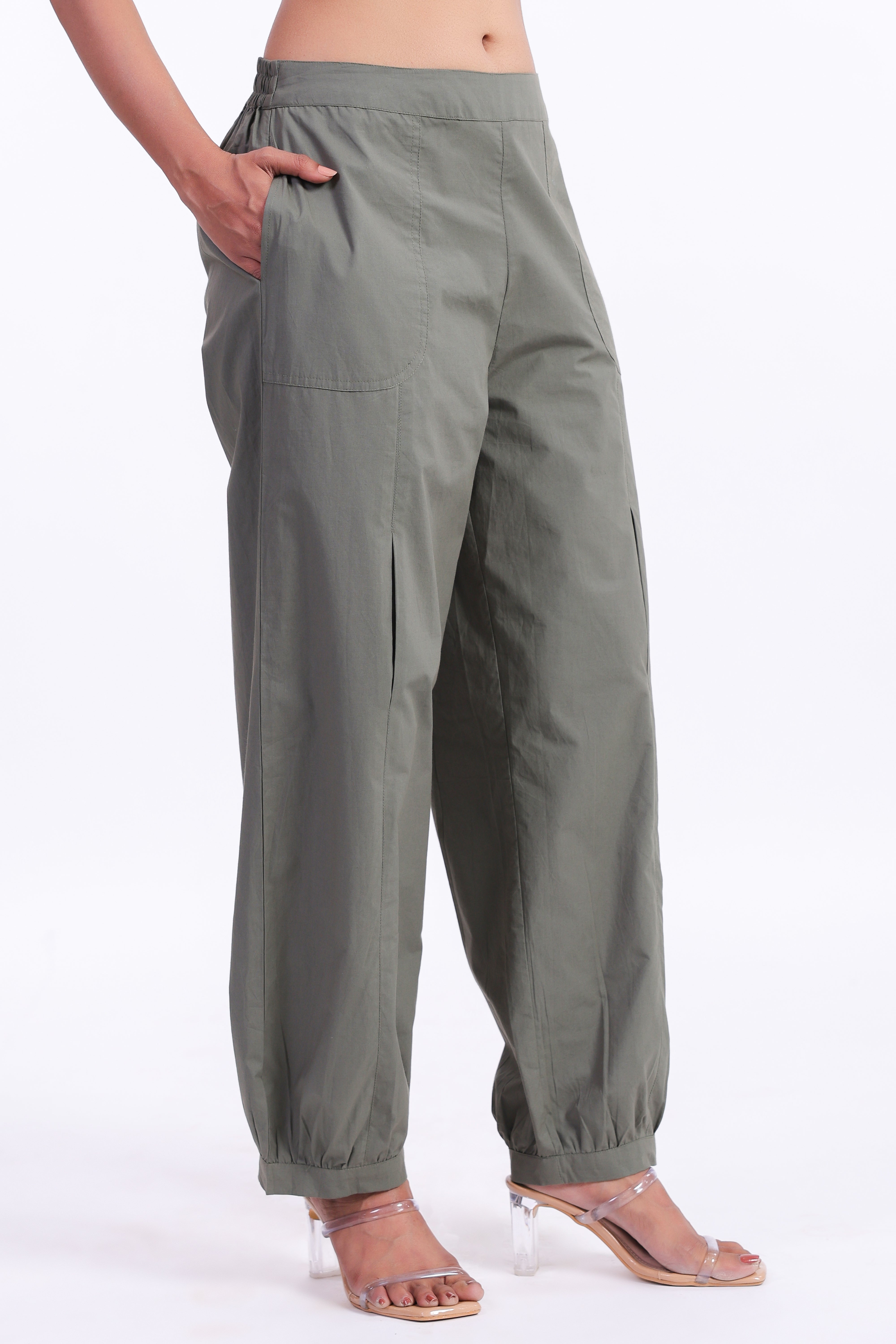 Women’s Green Cotton Trouser