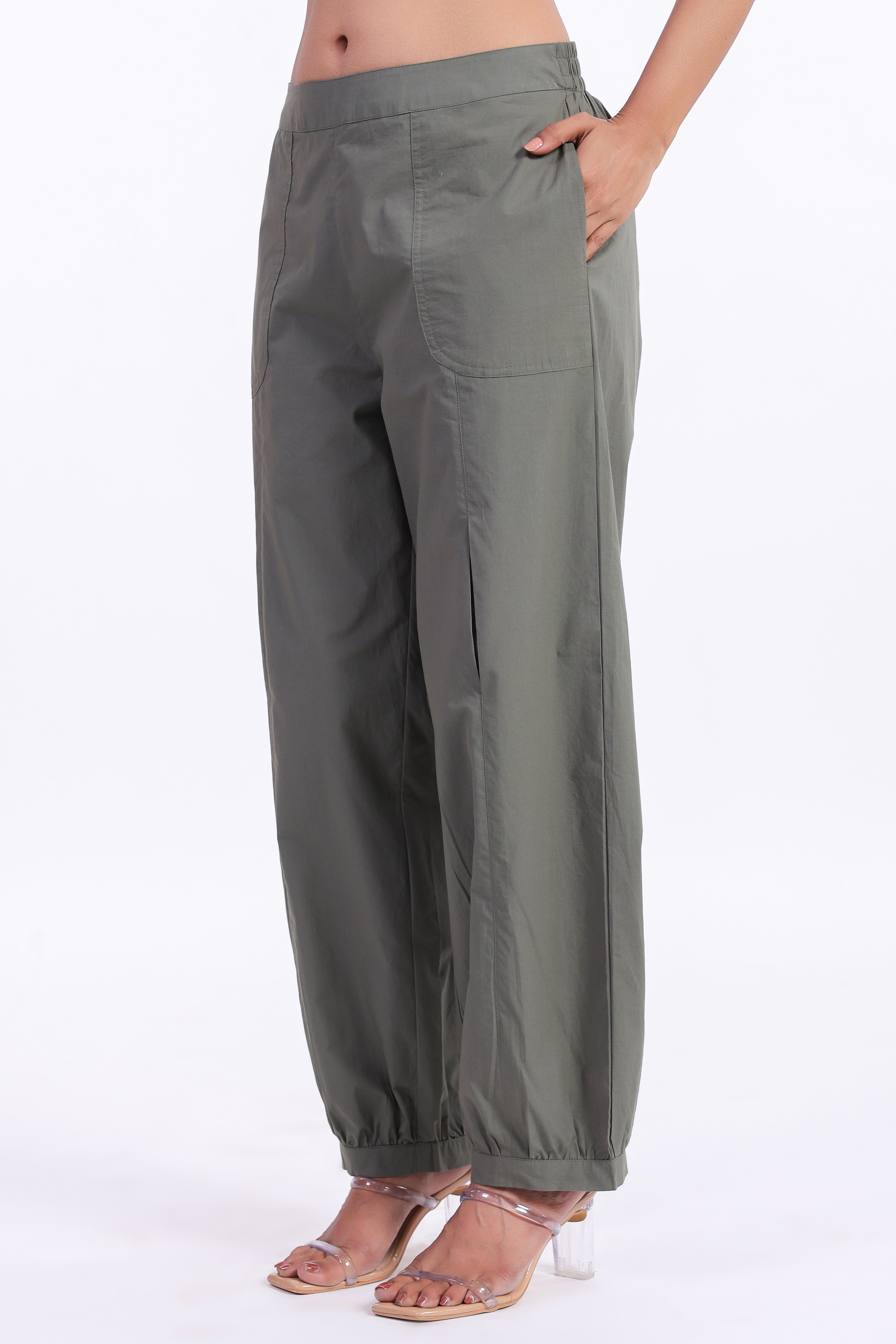 Women’s Green Cotton Trouser