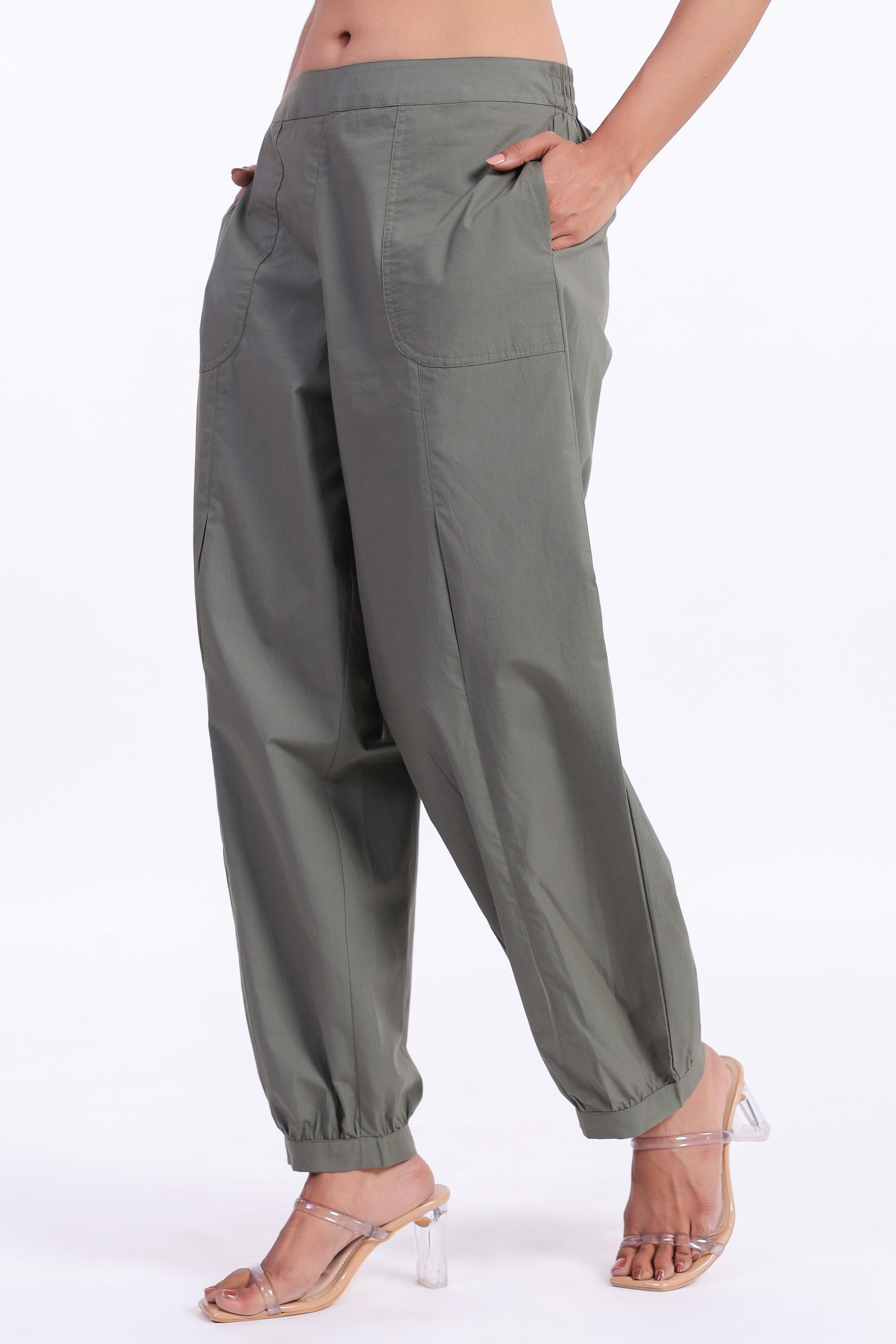 Women’s Green Cotton Trouser