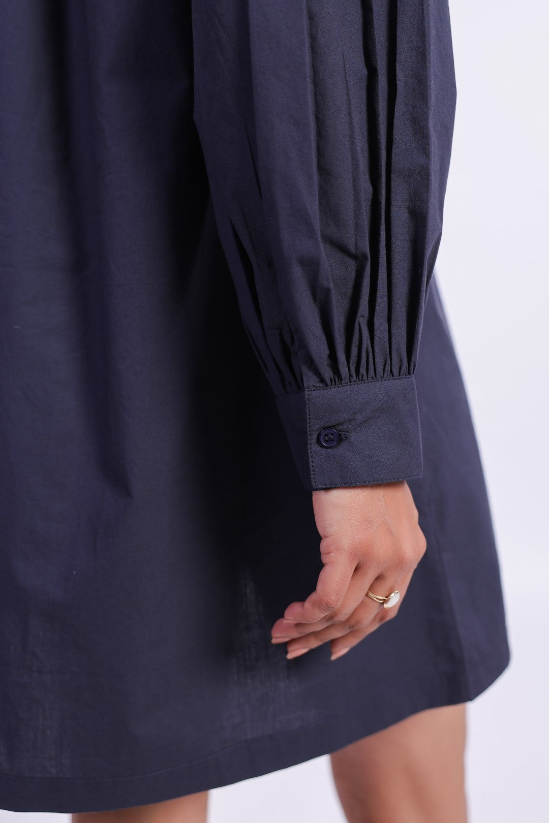 MUUN Women's Navy Solid Cotton Dress