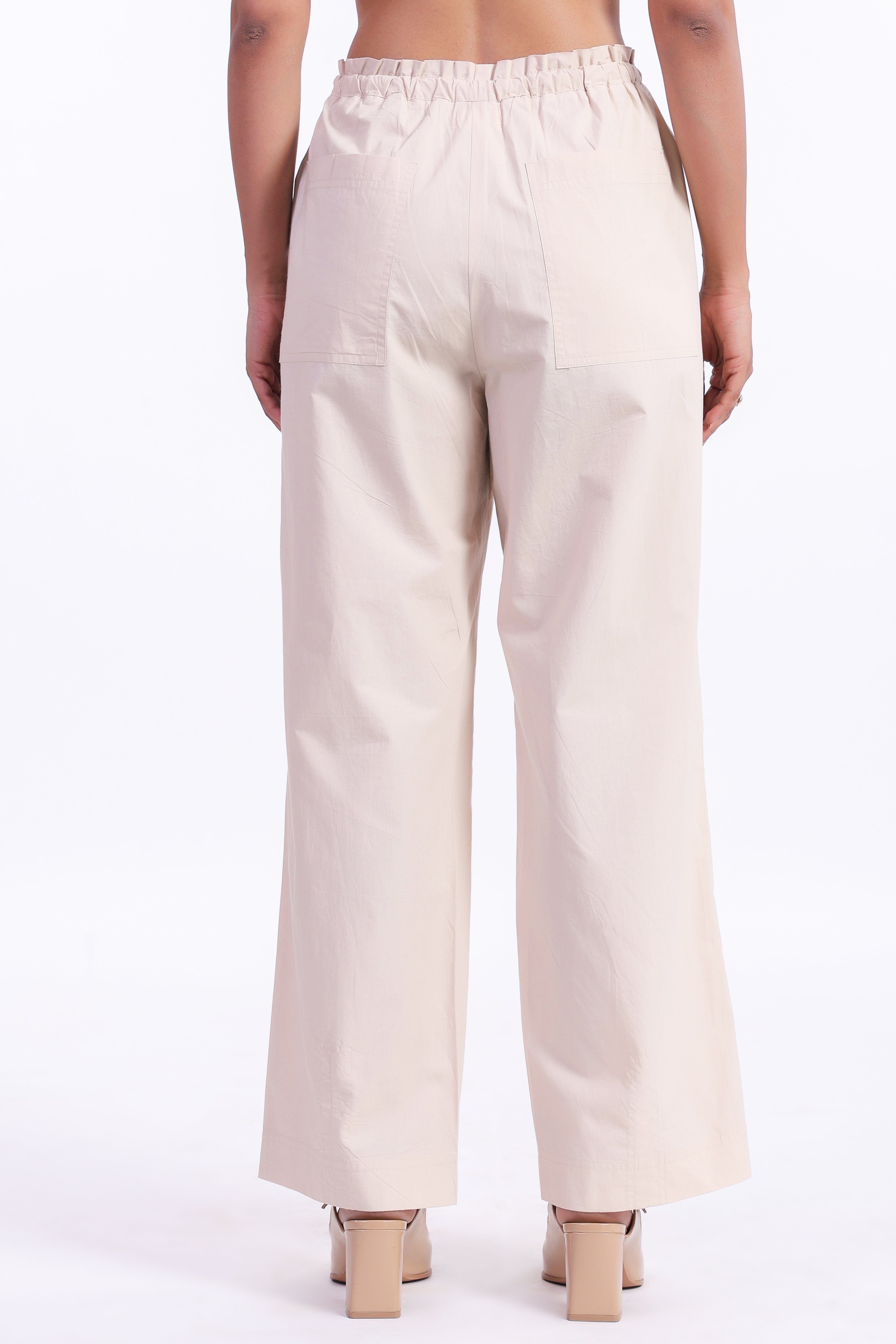Women’s Beige Cotton Trouser