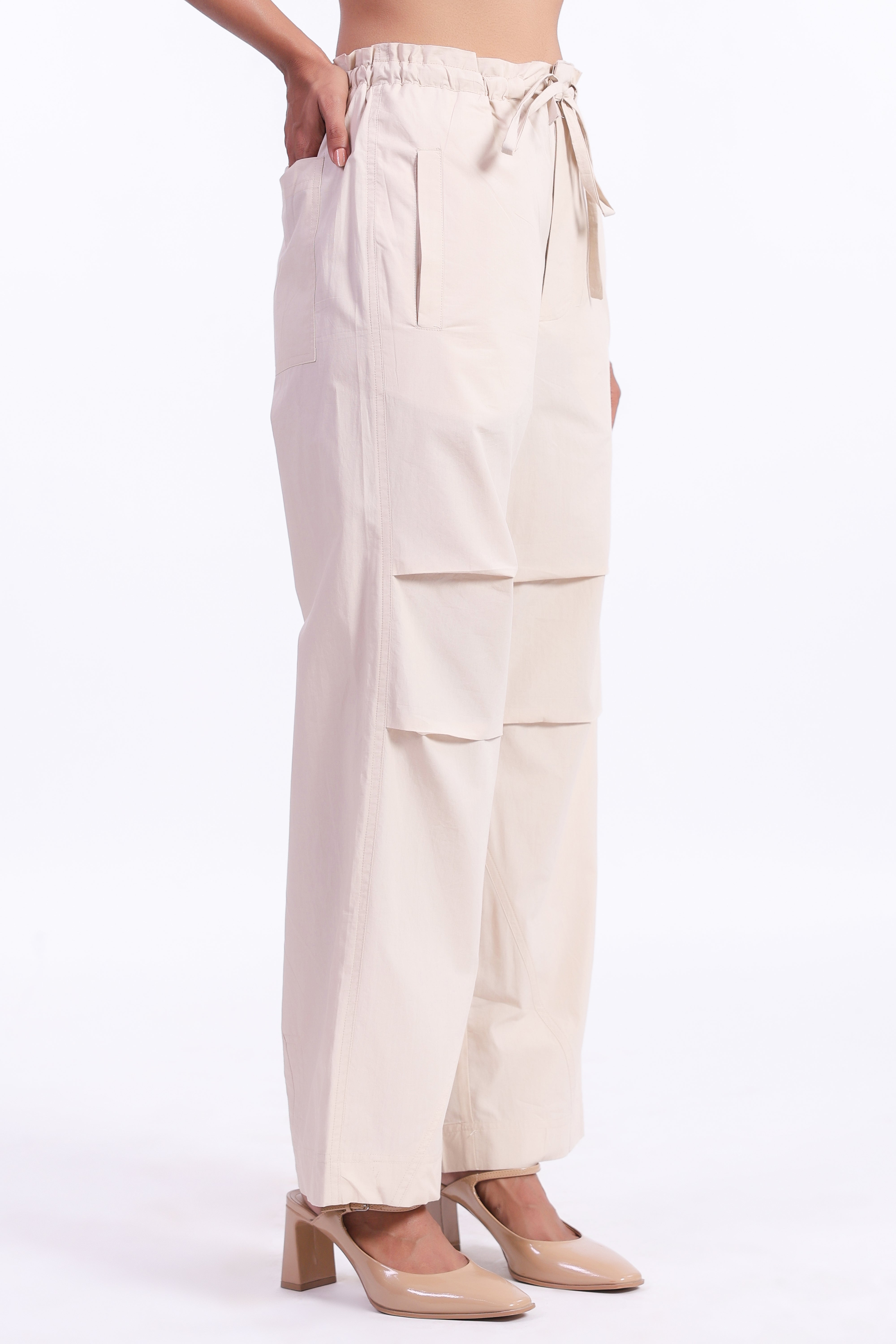 Women’s Beige Cotton Trouser