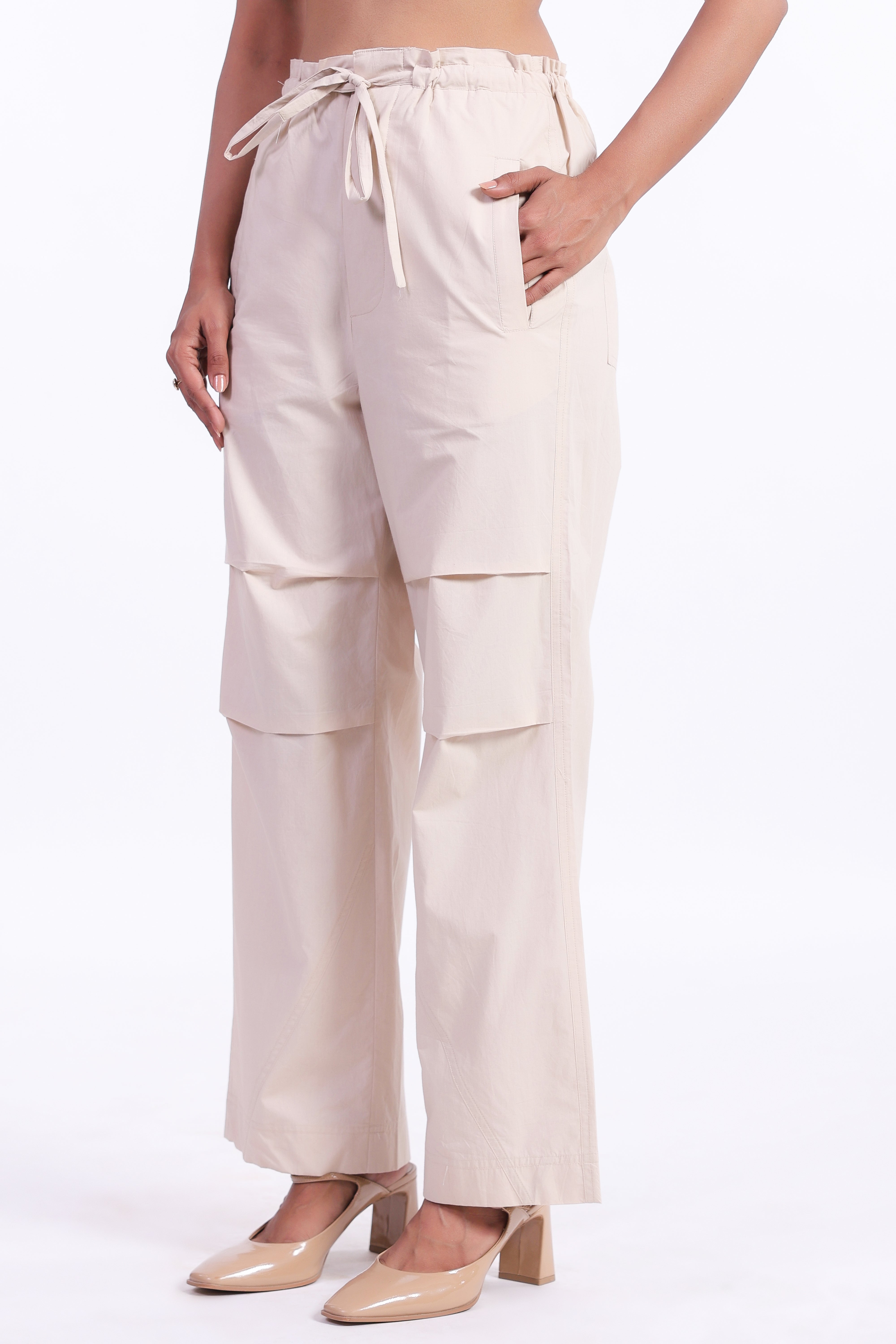 Women’s Beige Cotton Trouser