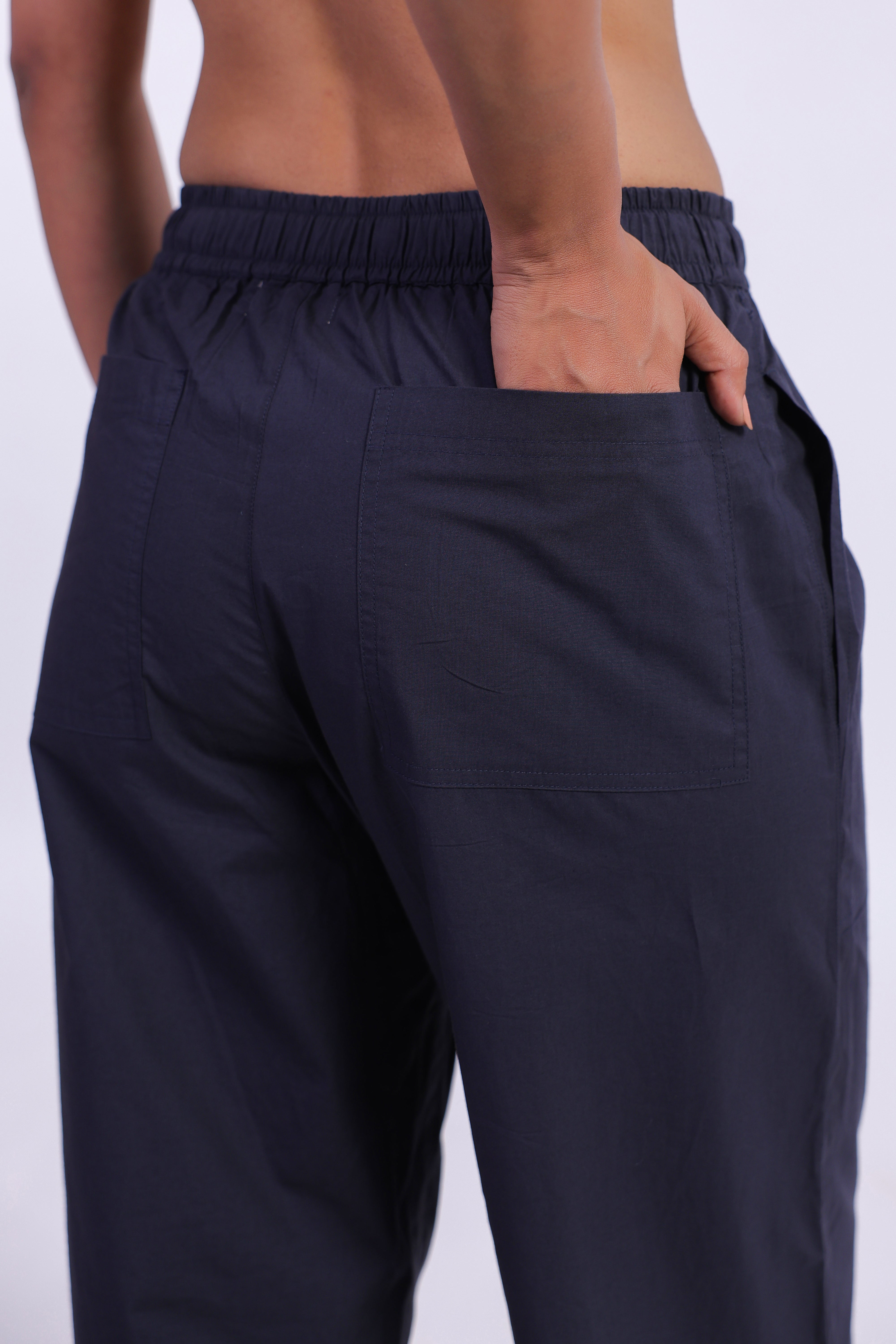 Women’s Navy Blue Cotton Trouser