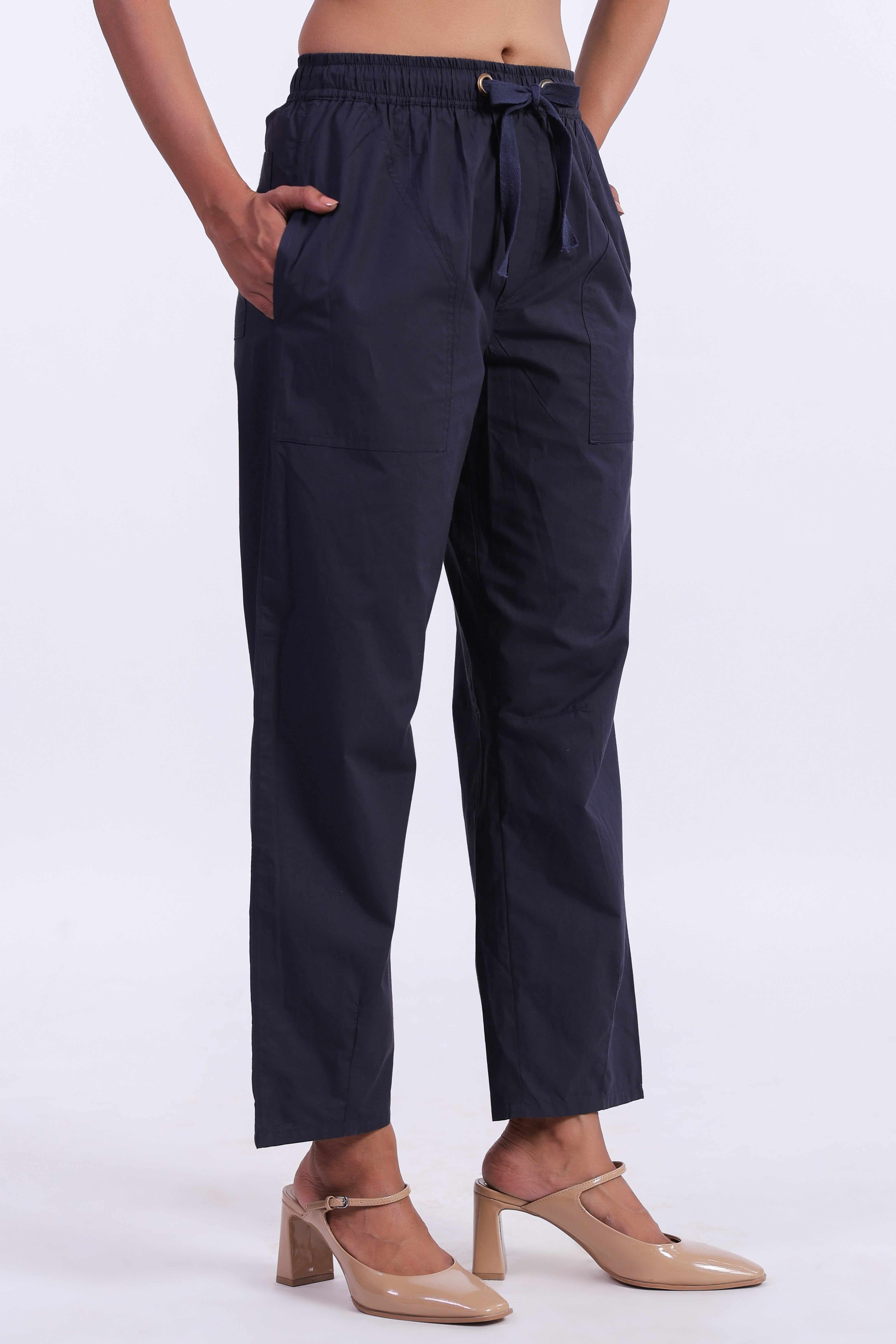 Women’s Navy Blue Cotton Trouser
