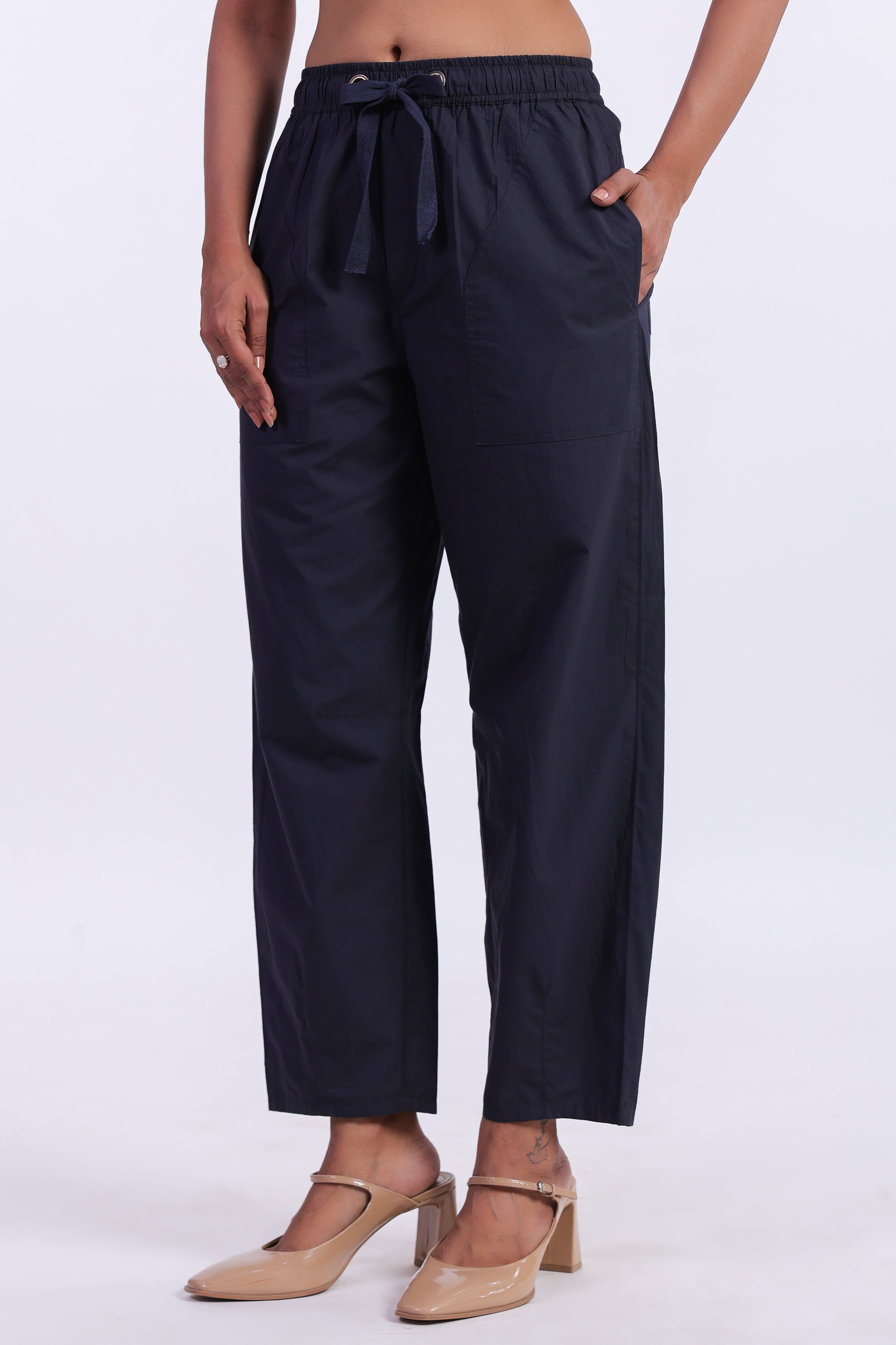 Women’s Navy Blue Cotton Trouser
