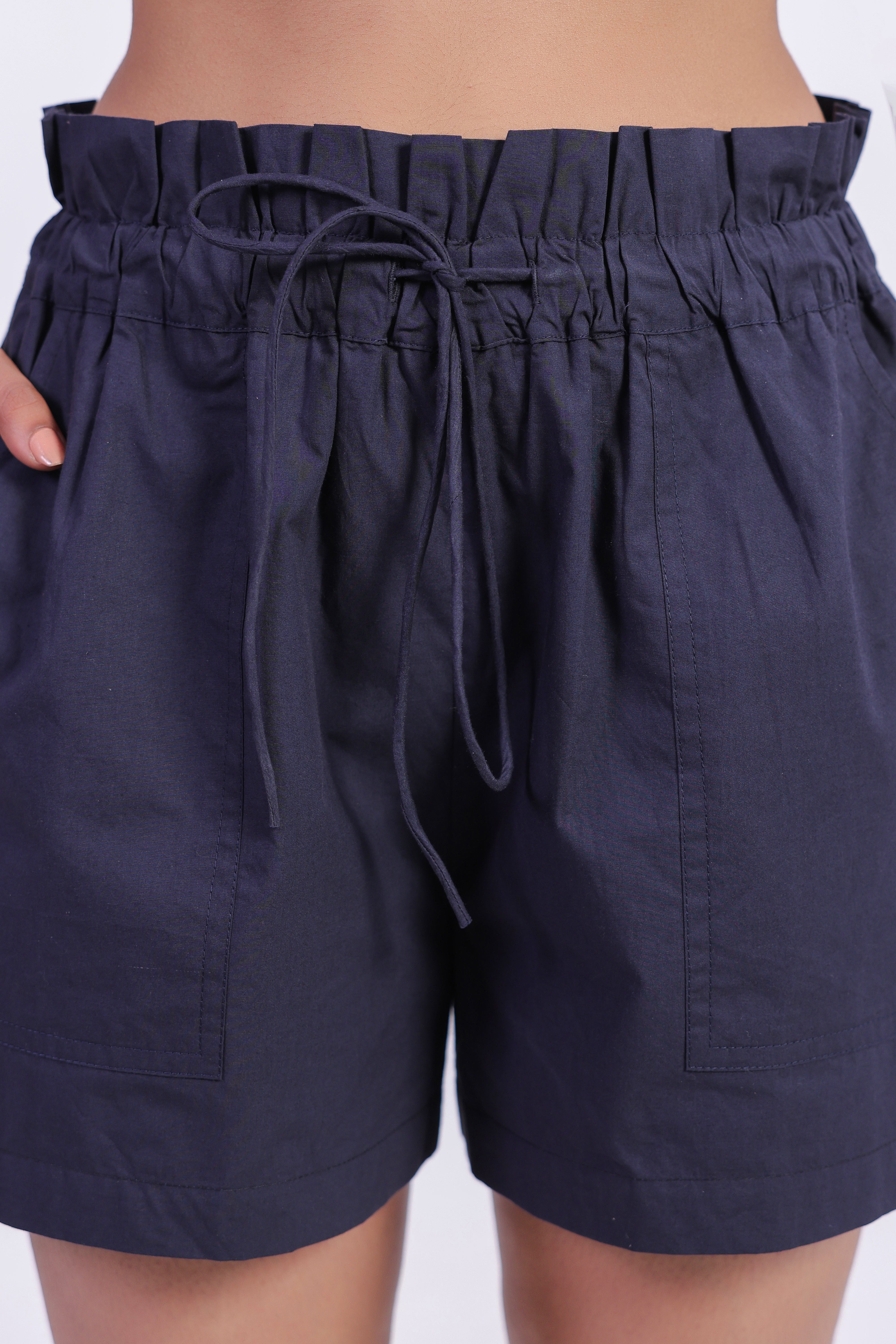 Women’s Navy Cotton Shorts