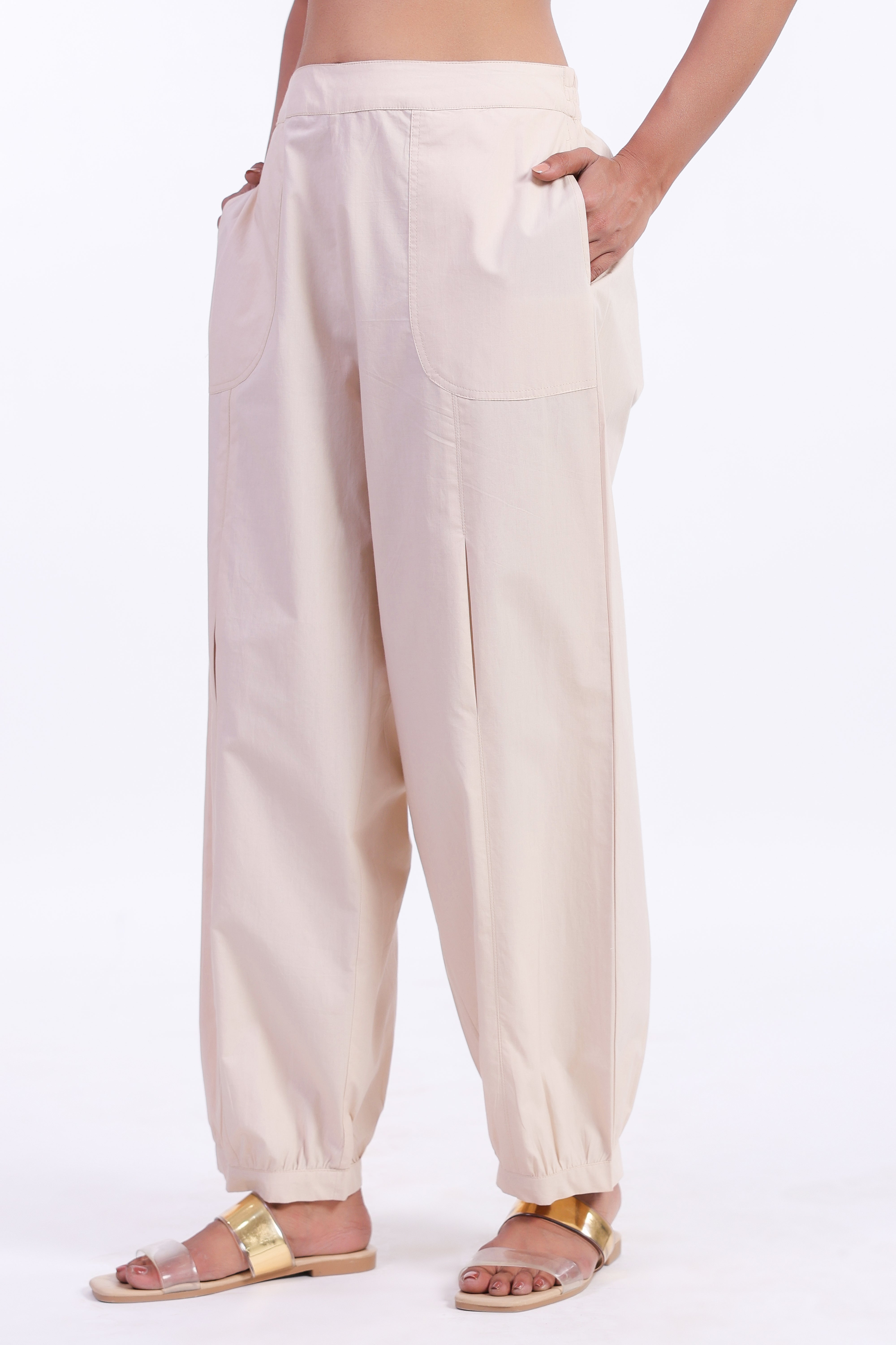 Women’s Beige Cotton Trouser