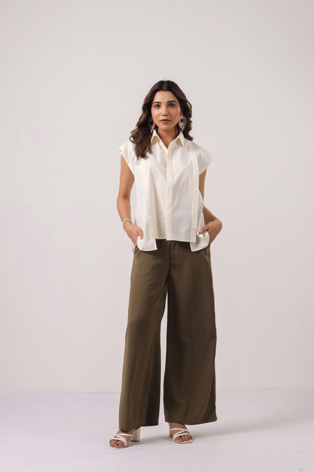 Women’s Off White Cotton Poplin Top