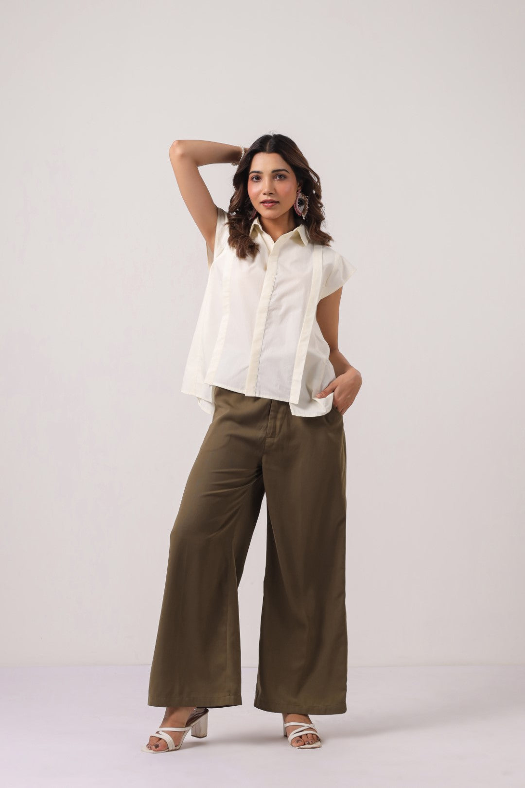 Women’s Off White Cotton Poplin Top