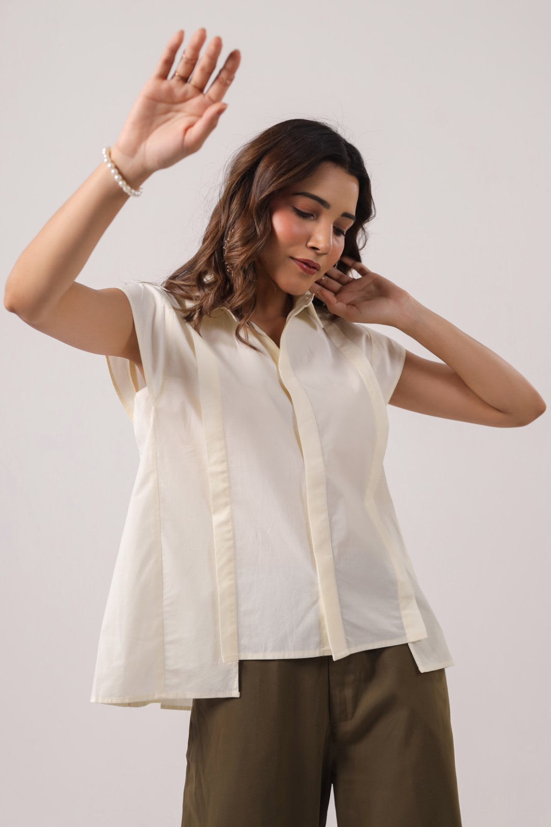 Women’s Off White Cotton Poplin Top