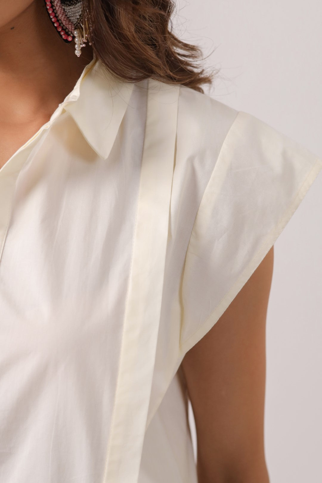 Women’s Off White Cotton Poplin Top