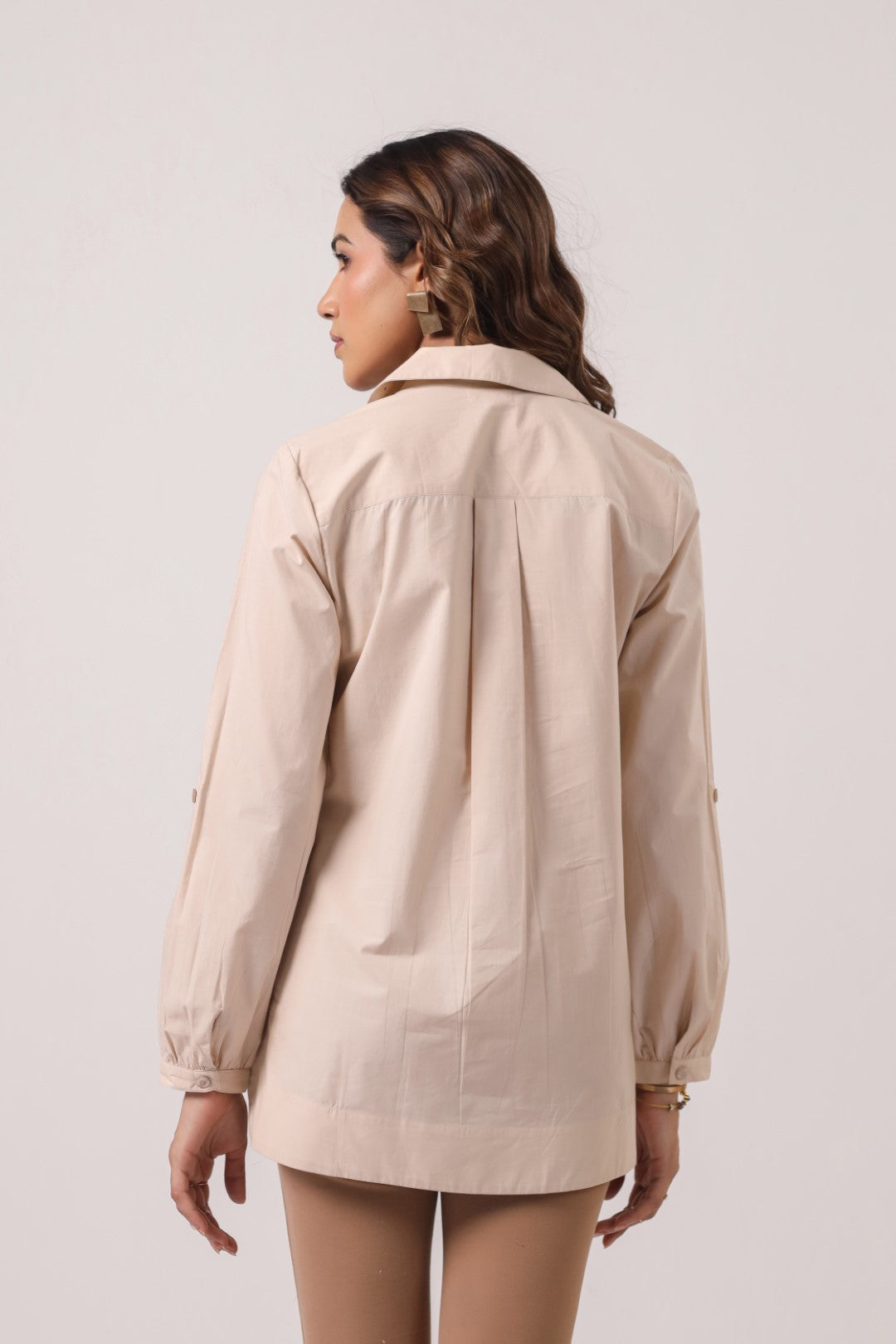 Women’s Beige Cotton Poplin Top