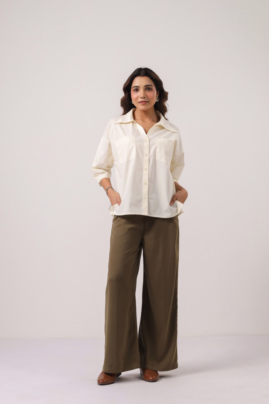 Women’s Off White Cotton Poplin Top