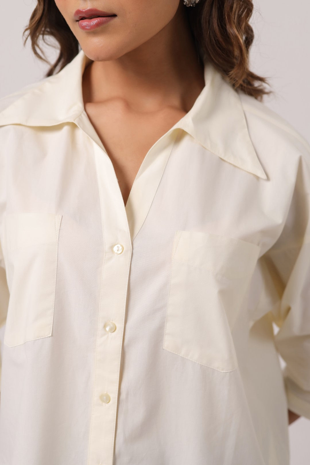 Women’s Off White Cotton Poplin Top