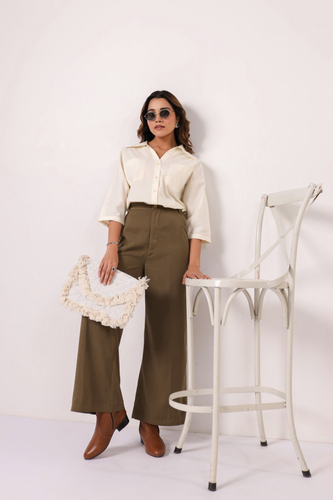 Women’s Off White Cotton Poplin Top