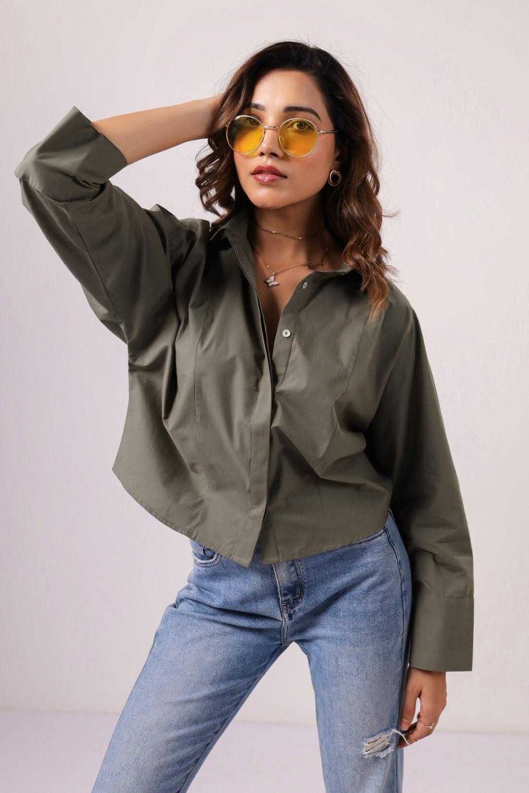 Women's Green Cotton Tops