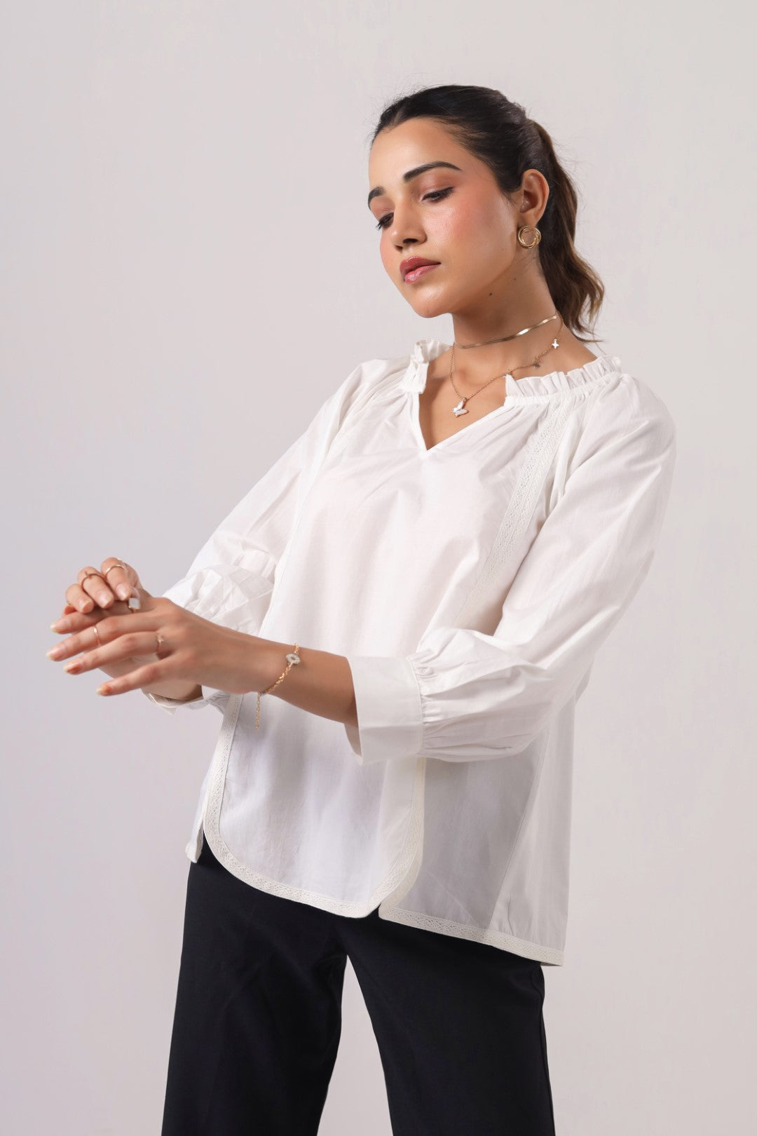 Women's white cotton tops