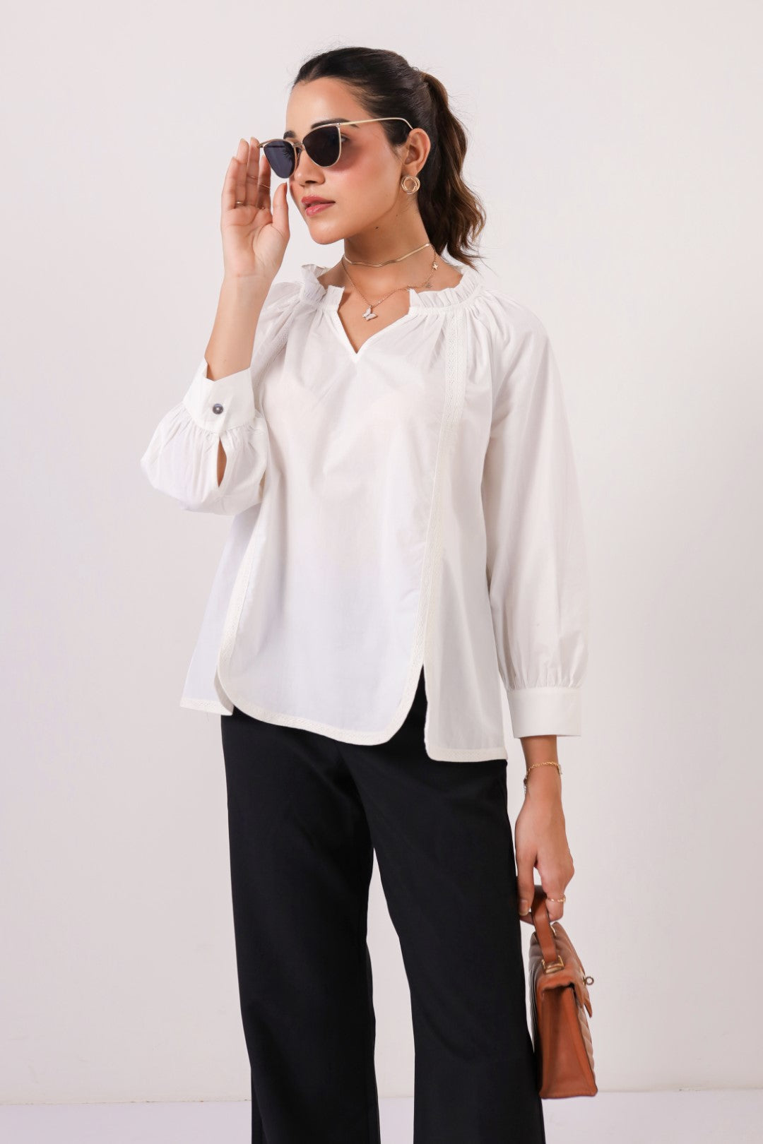 Women's white cotton tops
