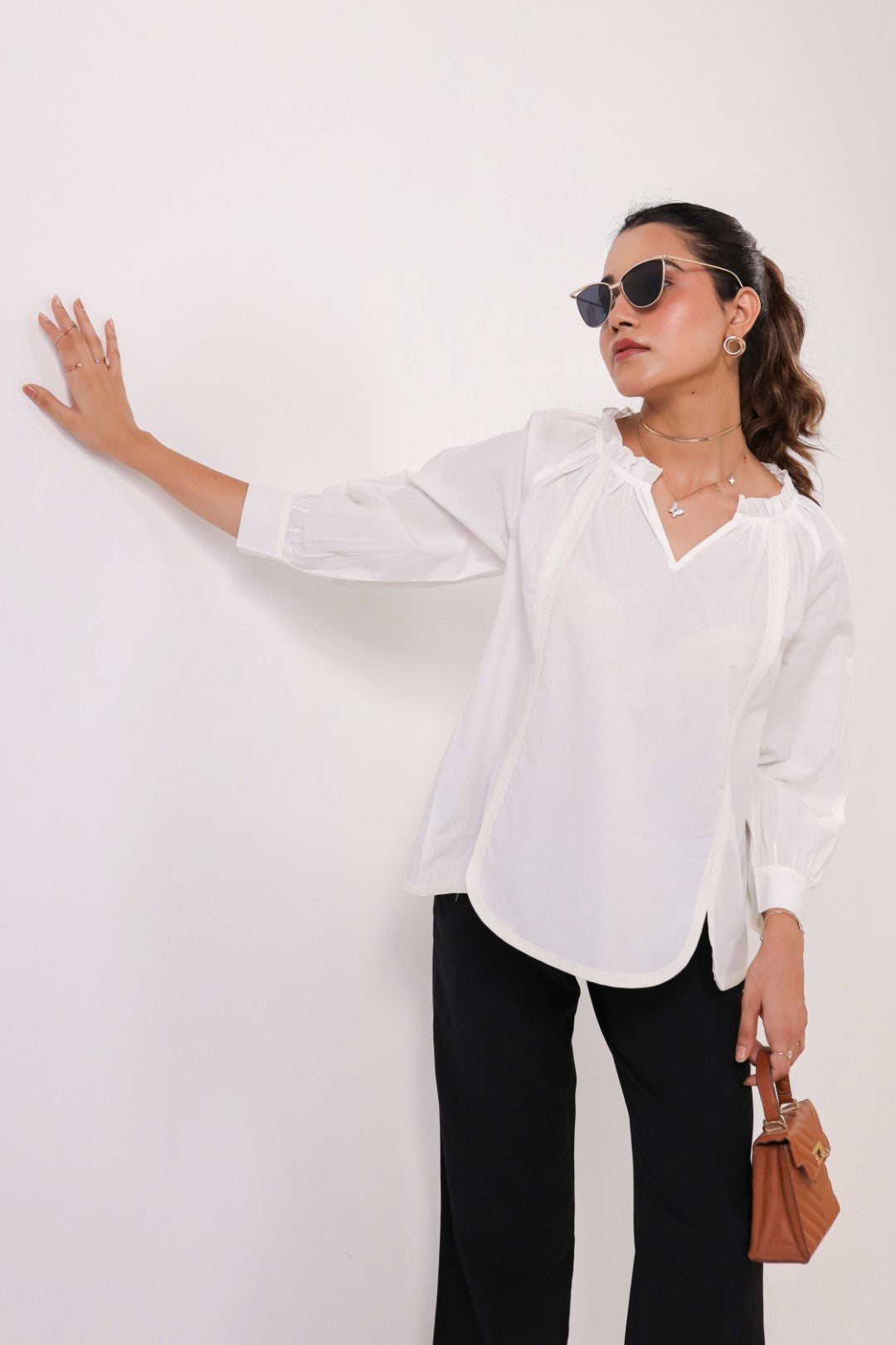 Women's white cotton tops
