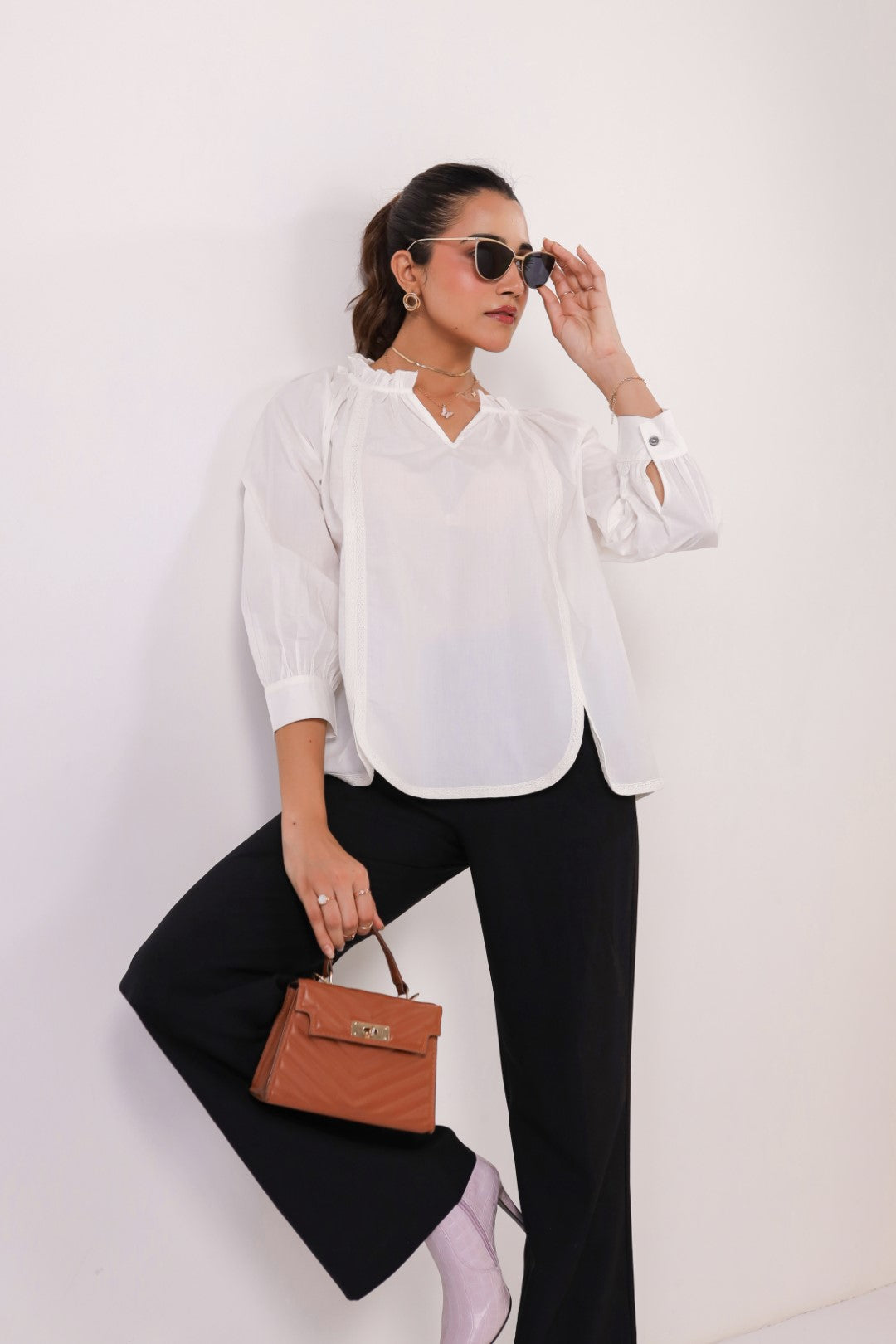Women's white cotton tops