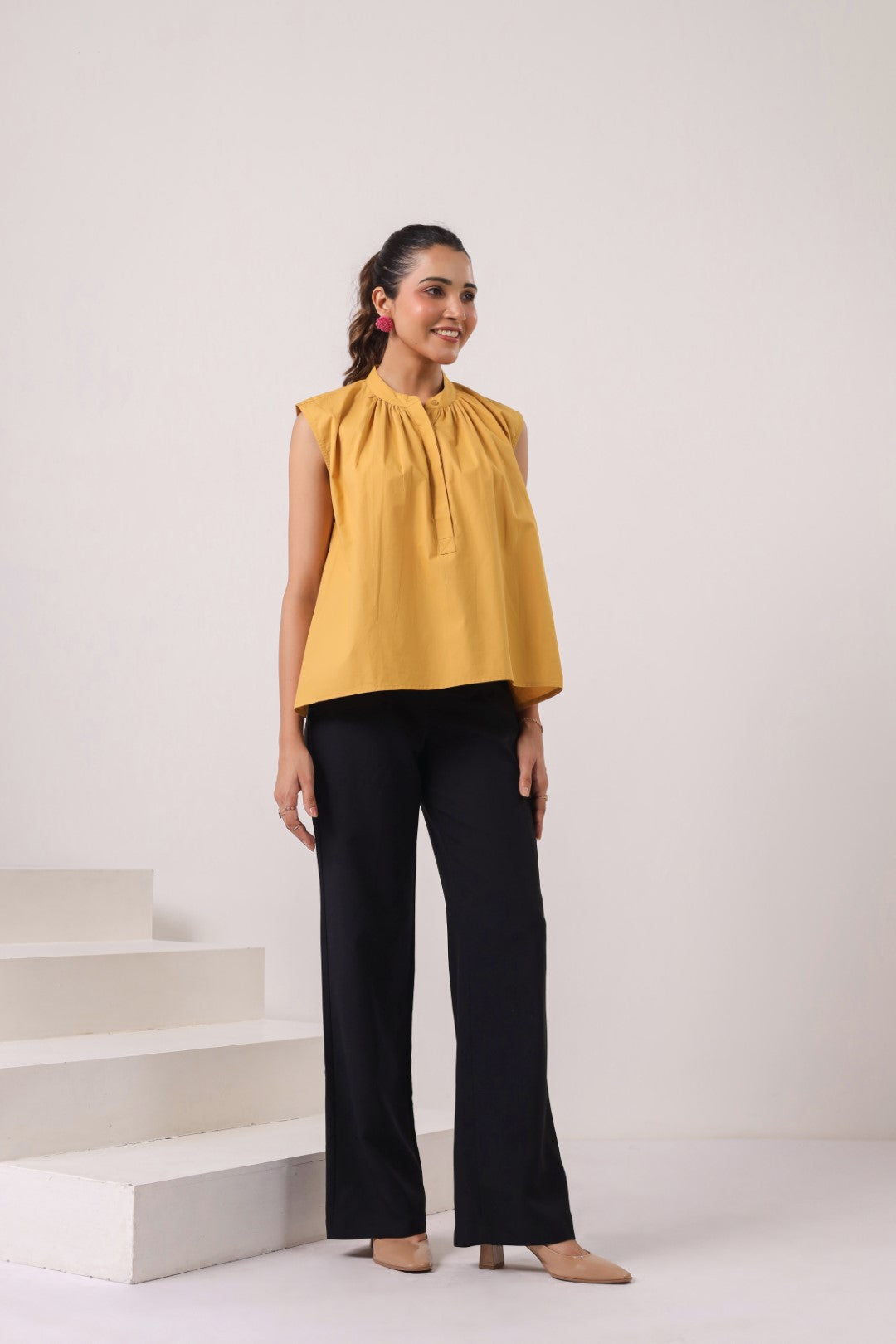 Women’s Yellow Cotton Poplin Top