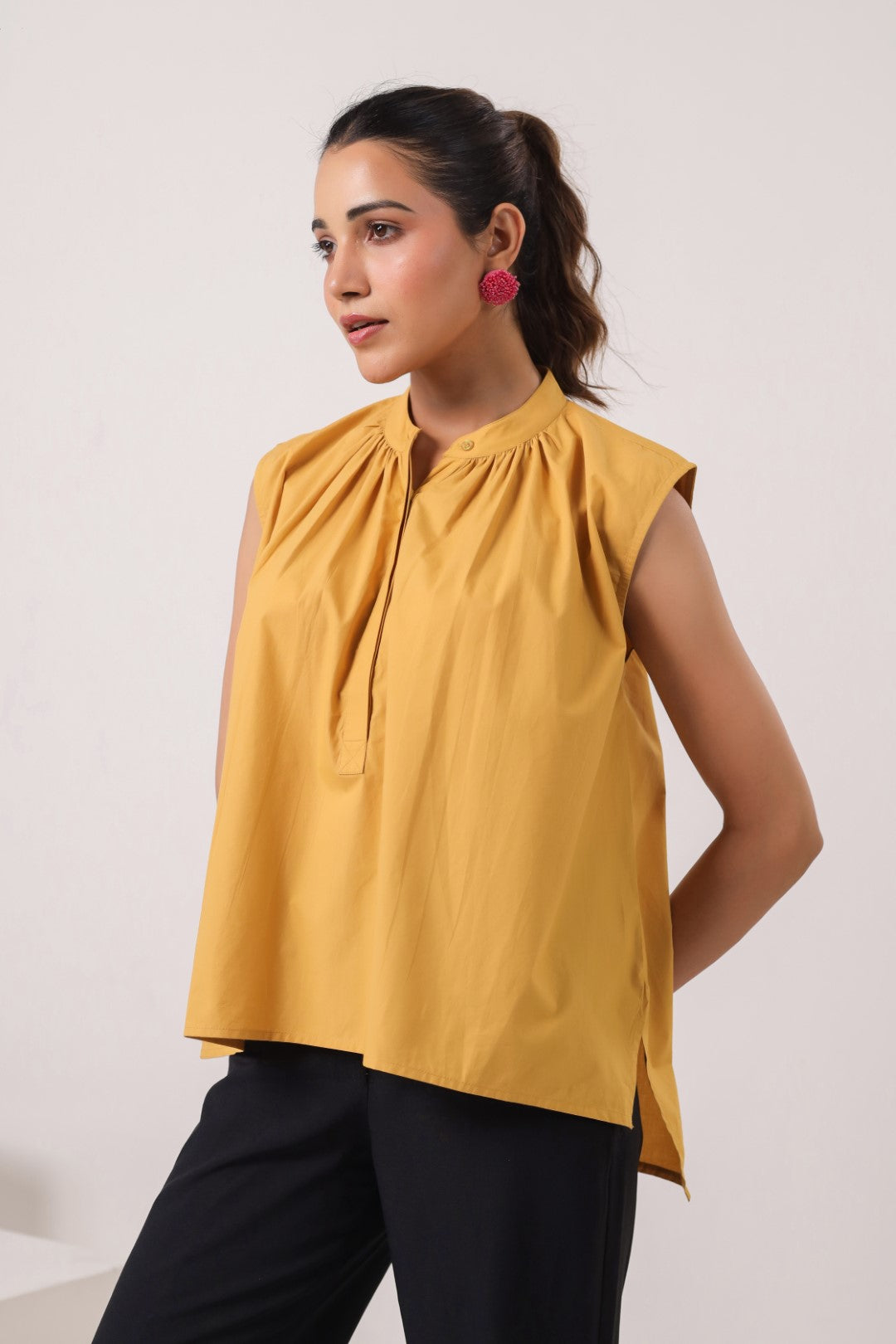 Women’s Yellow Cotton Poplin Top