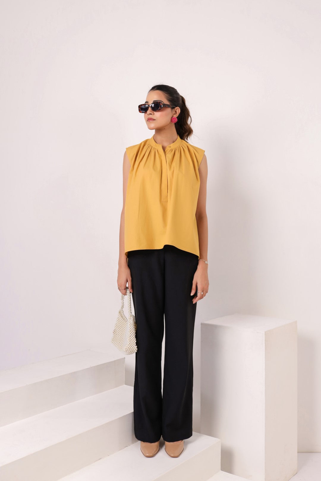 Women’s Yellow Cotton Poplin Top