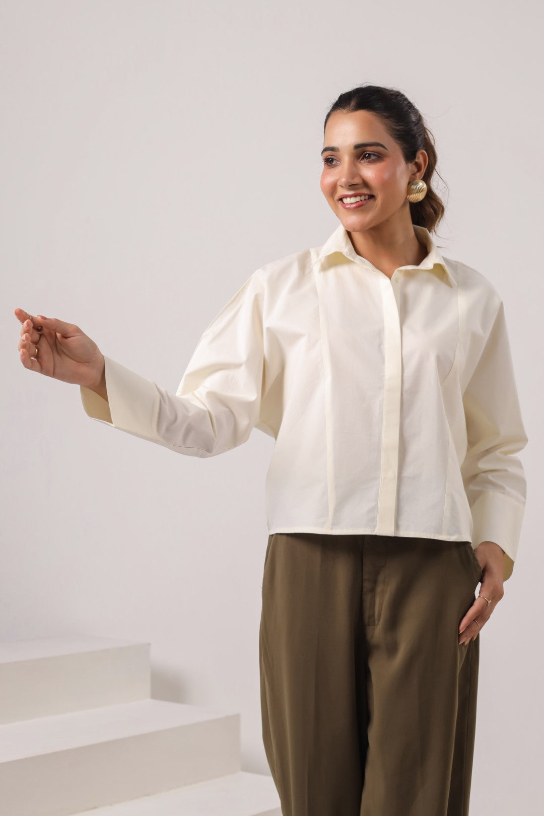 Women's off-white cotton tops