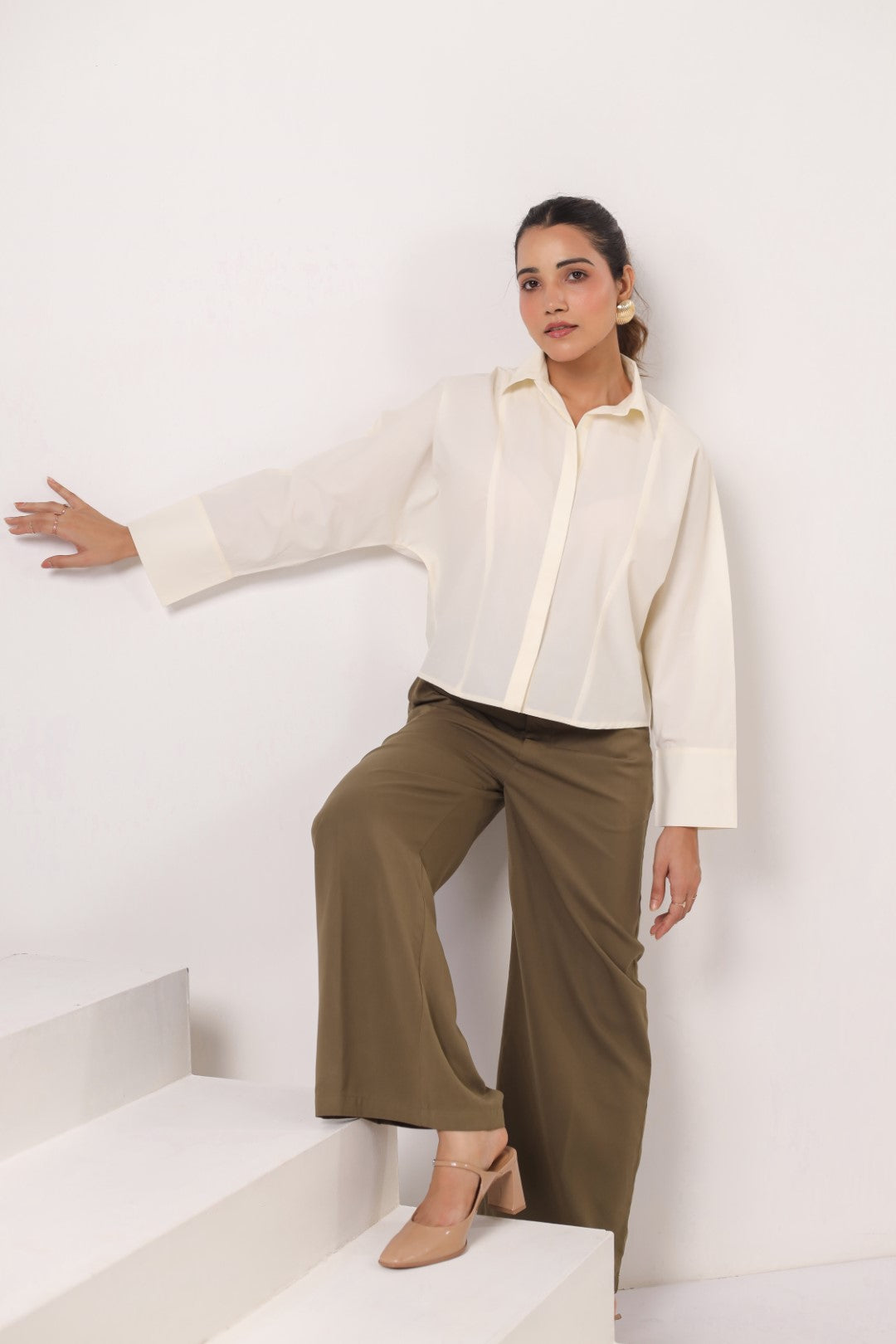 Women's off-white cotton tops
