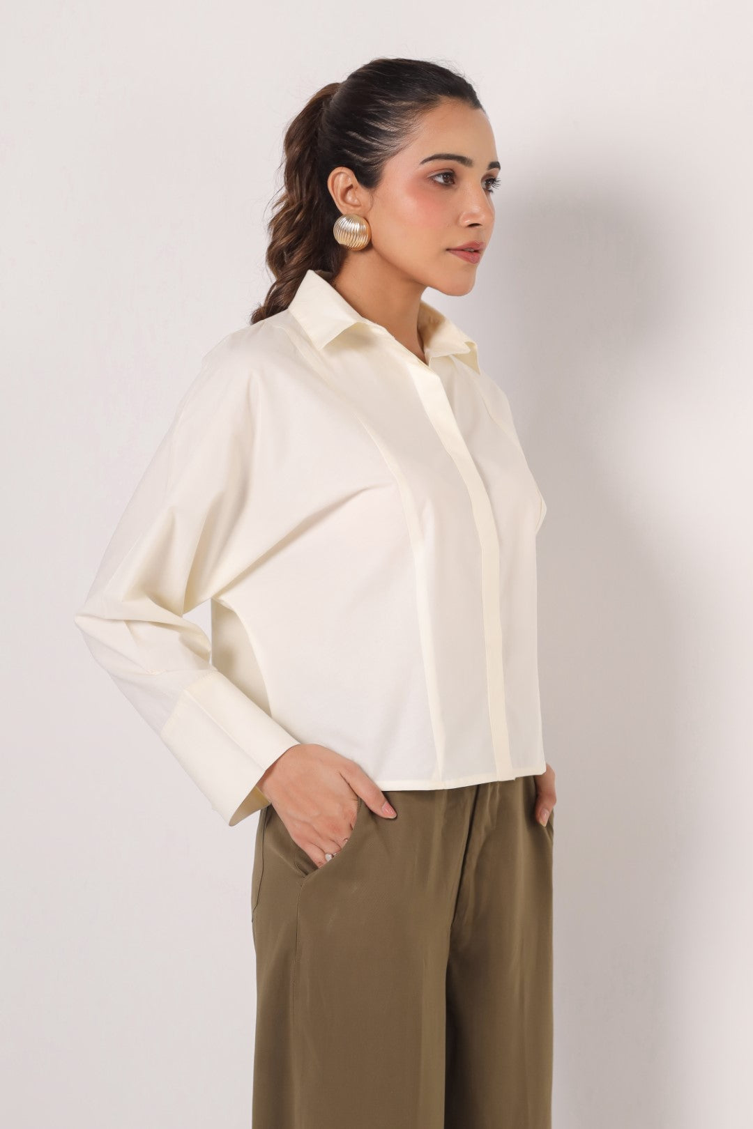 Women's off-white cotton tops