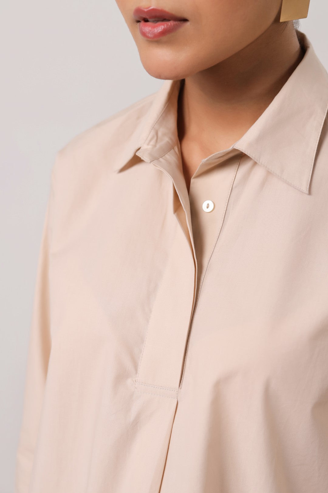 Women’s Beige Cotton Poplin Top
