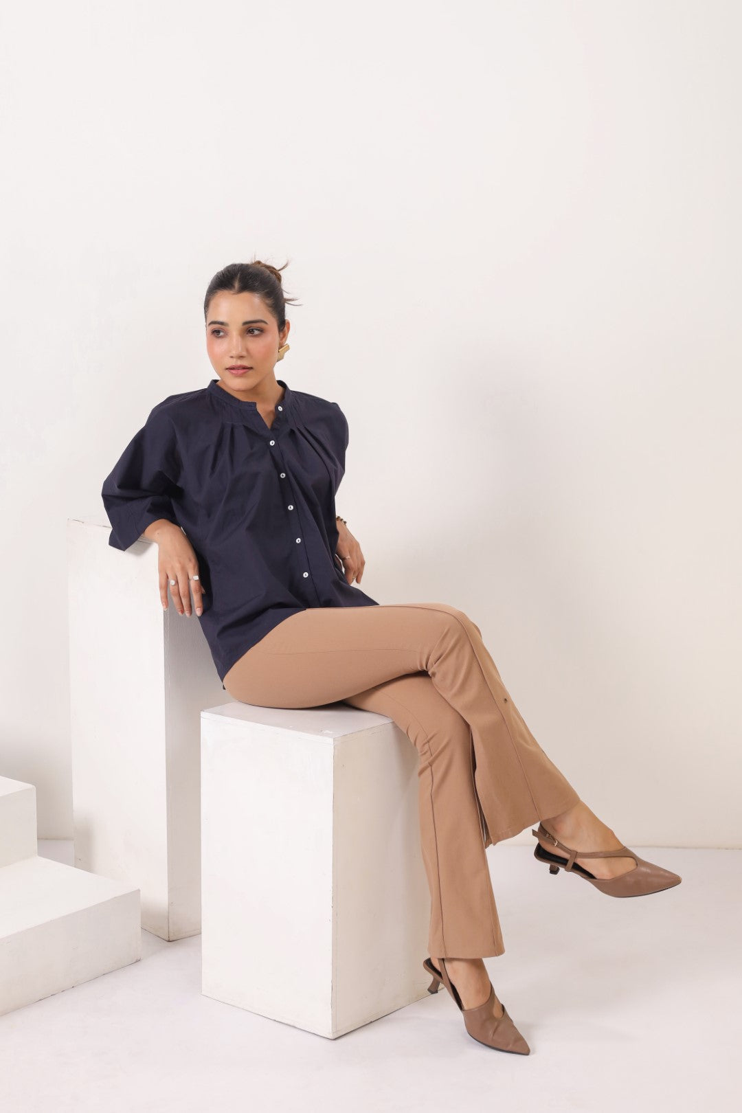 Women's navy cotton tops