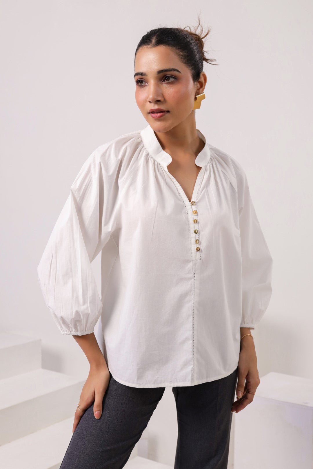 Women's white cotton tops