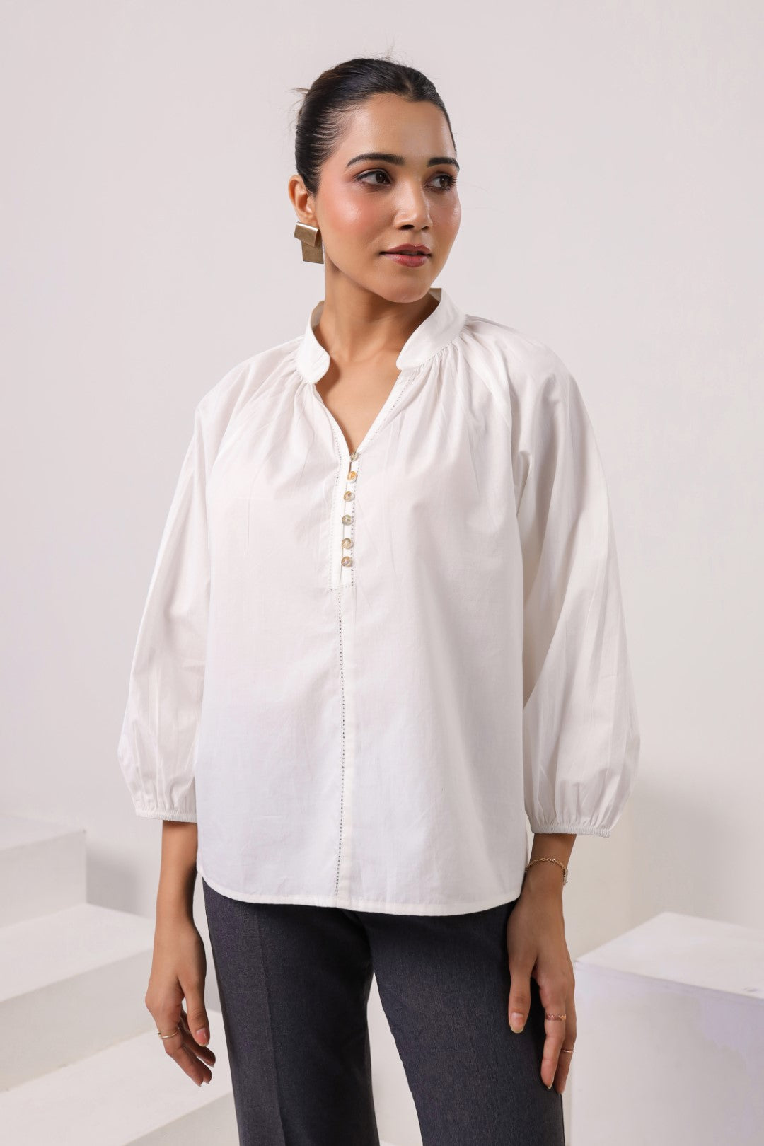 Women's white cotton tops