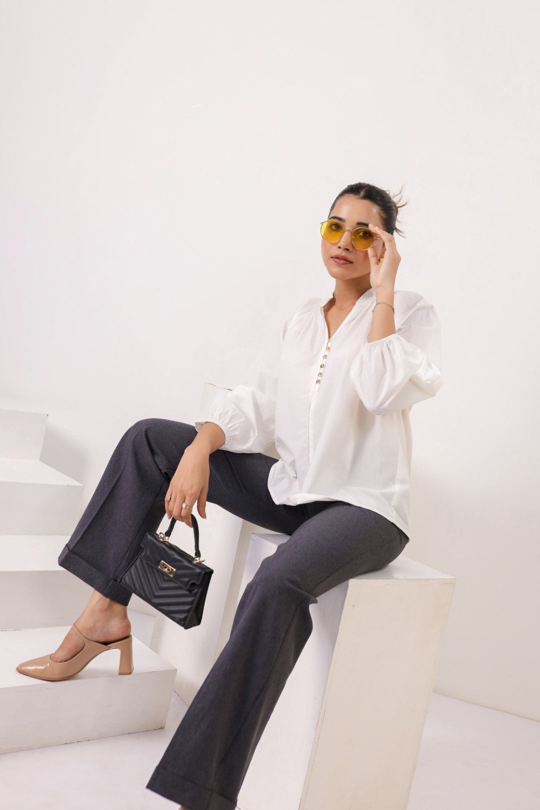 Women's white cotton tops