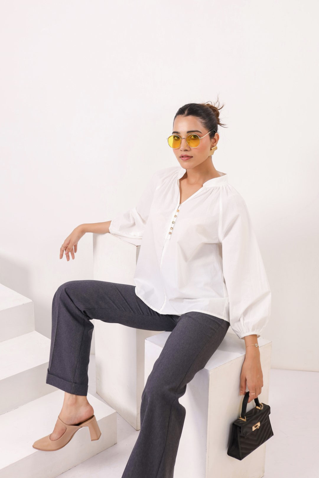 Women's white cotton tops