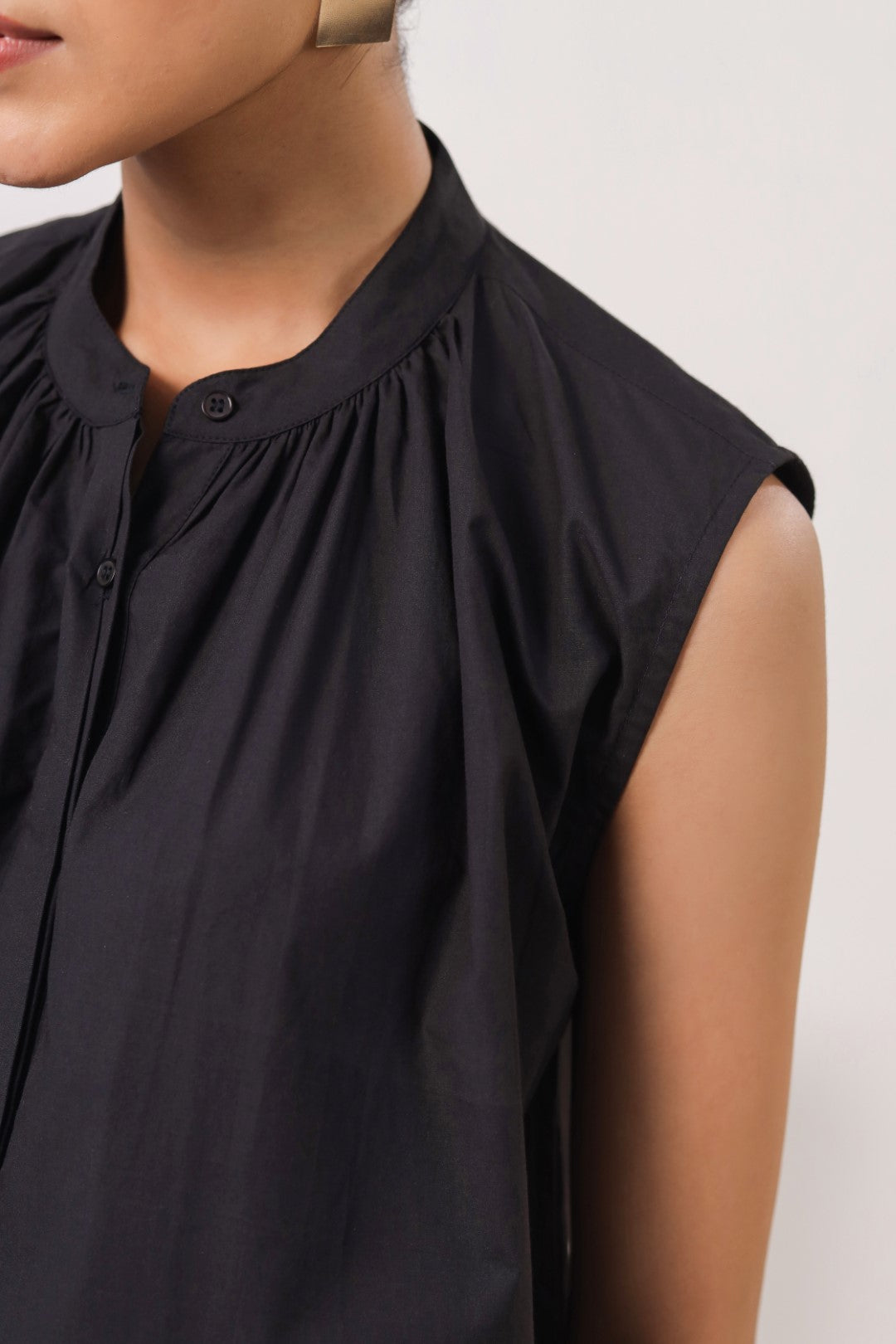 Women’s Black Cotton Poplin Top