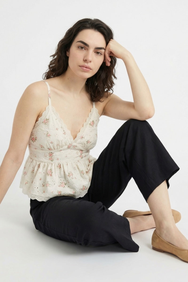 Women Black Cotton Poplin Wide Leg Trouser | High Waist Straight Fit Pants