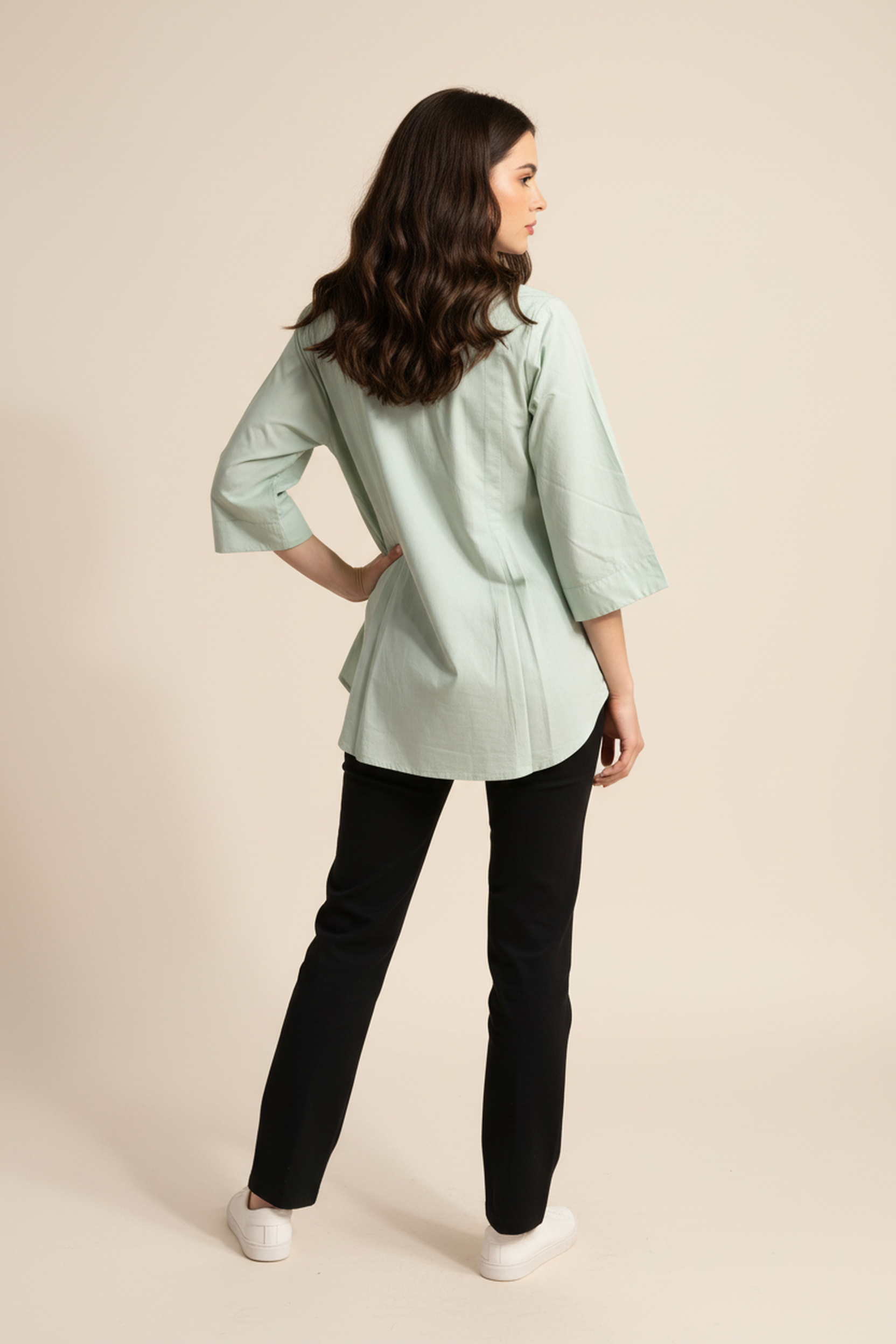 Women’s Solid A-Line Cotton Tunic – Pastel Mint Green