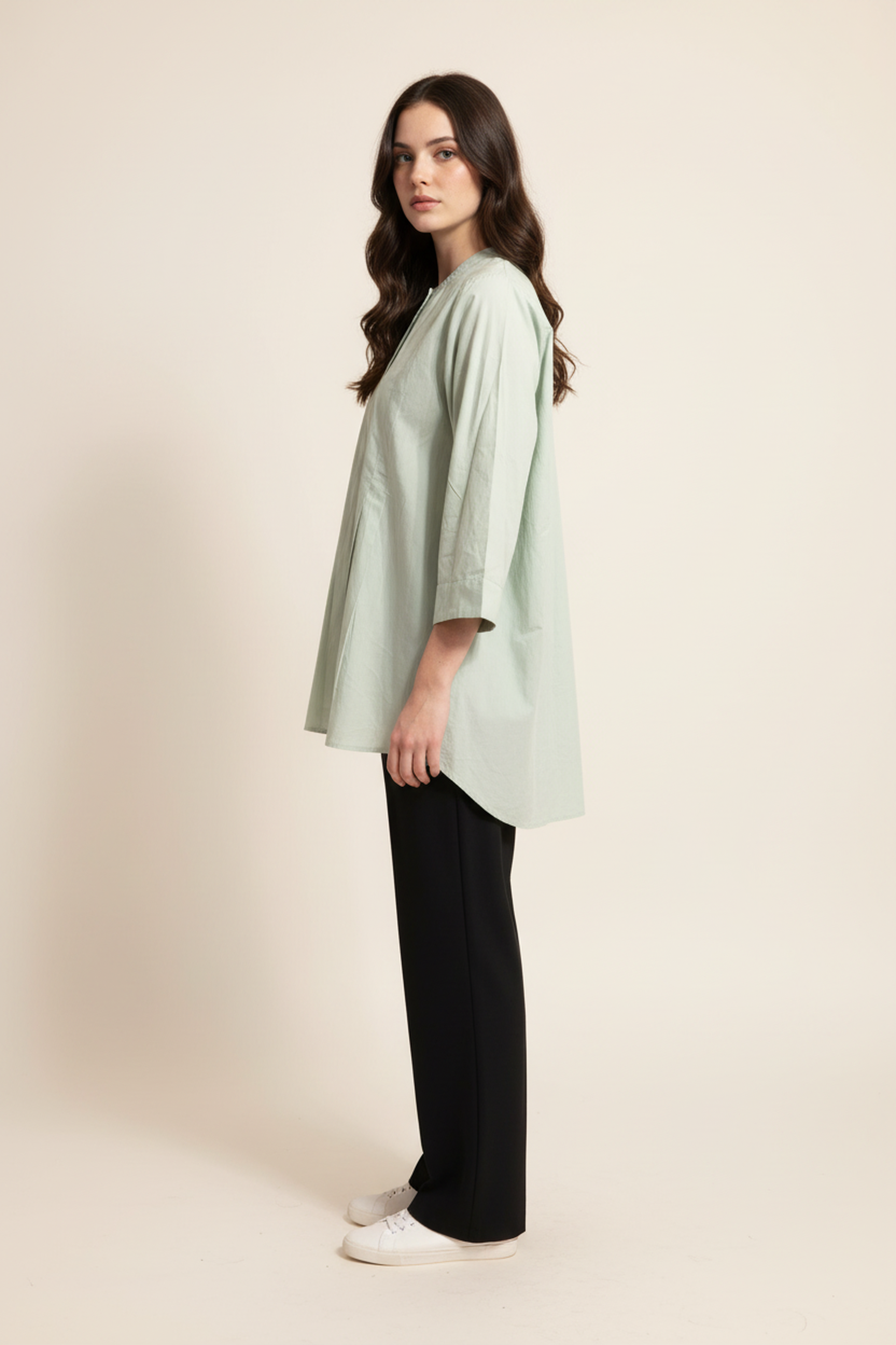 Women’s Solid A-Line Cotton Tunic – Pastel Mint Green