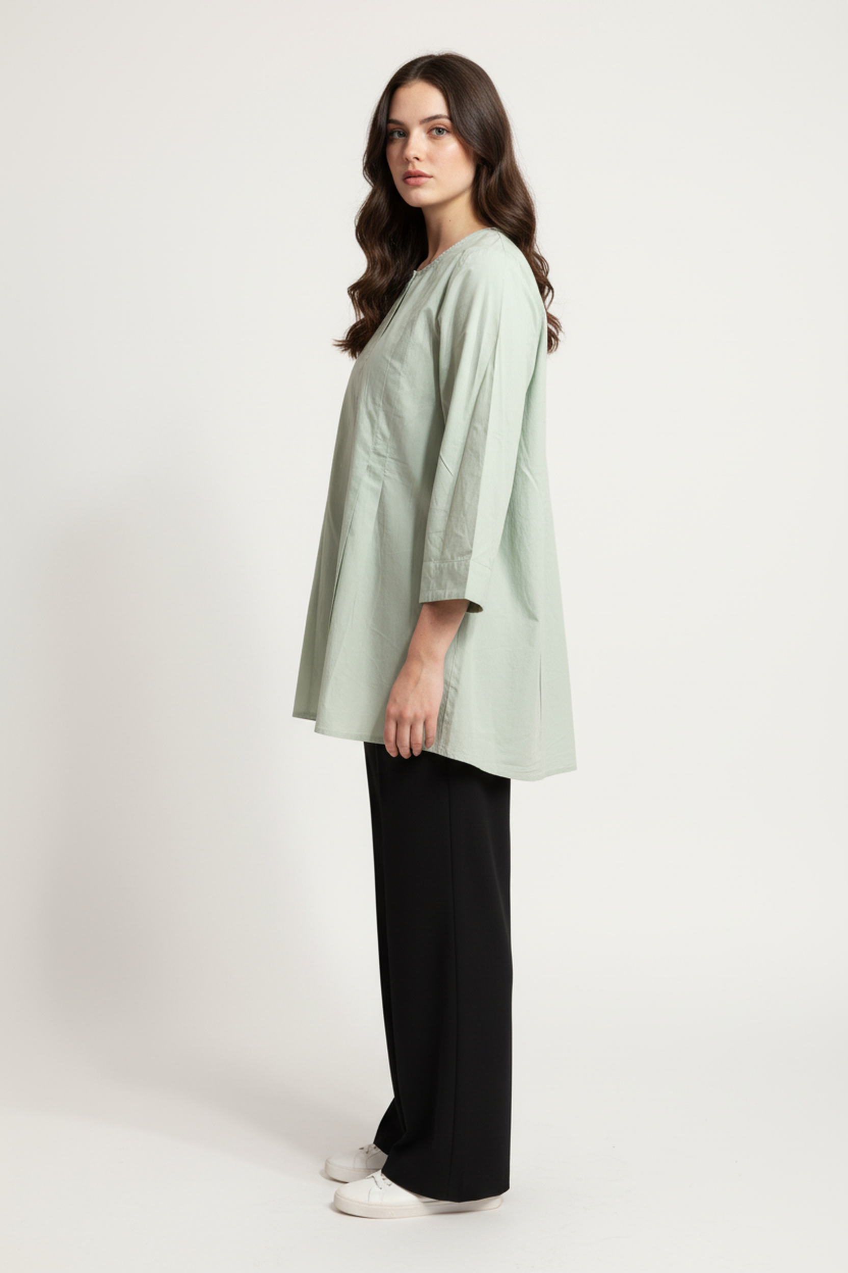Women’s Solid A-Line Cotton Tunic – Pastel Mint Green