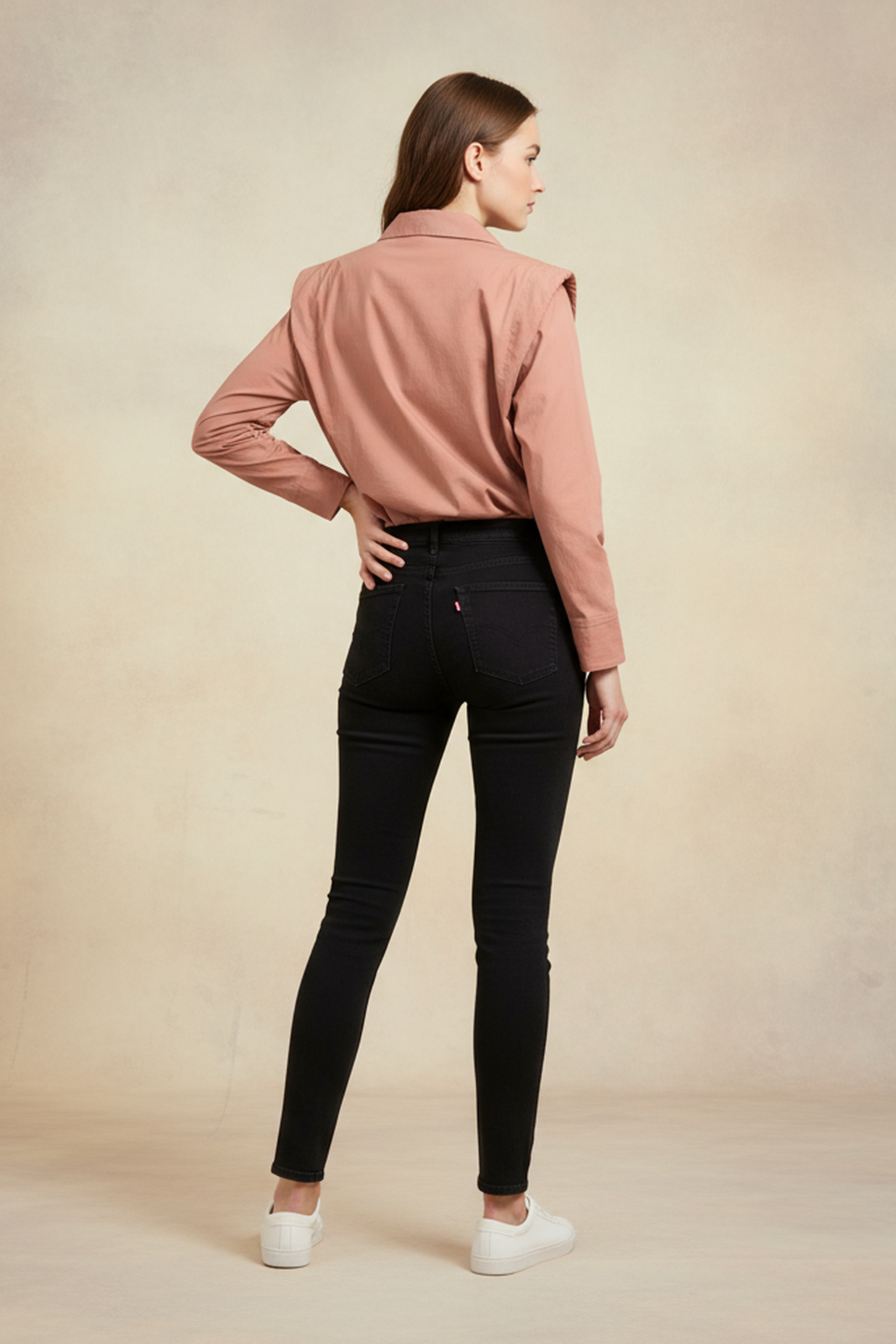 Women’s Peach Cotton Poplin Oversized Shirt – Minimal Button Placket, Full Sleeves, Relaxed Fit