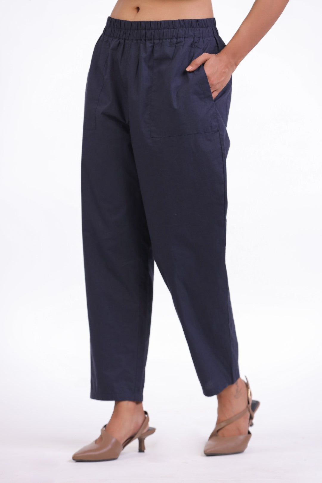 Women’s Navy Blue Cotton Trouser