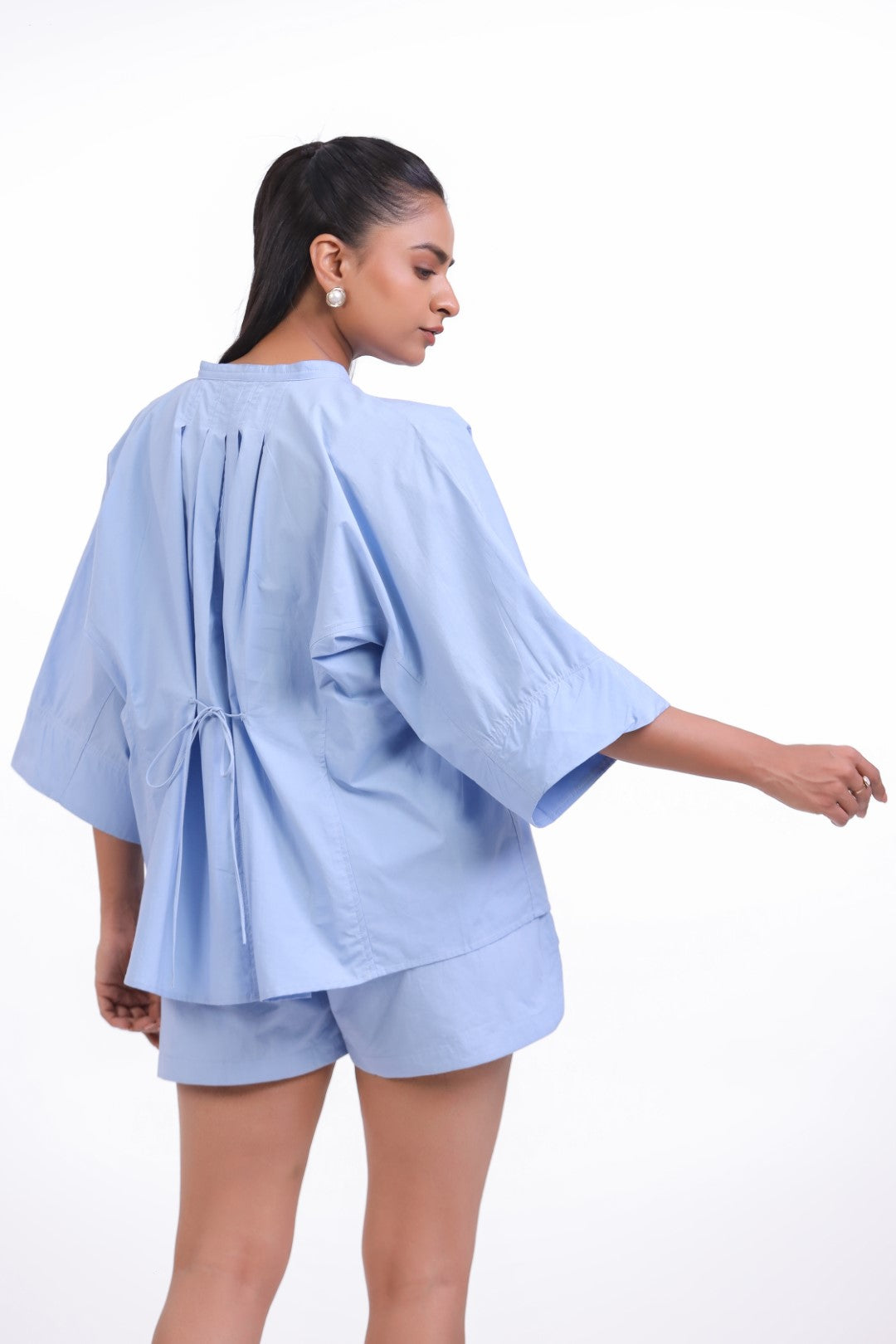 Women’s Blue Solid Cotton Poplin Top