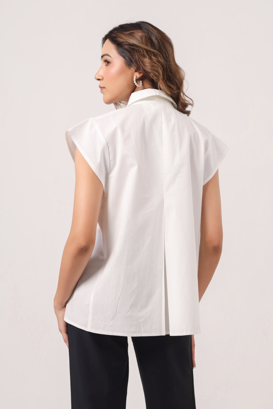 Women’s White Cotton Poplin Top
