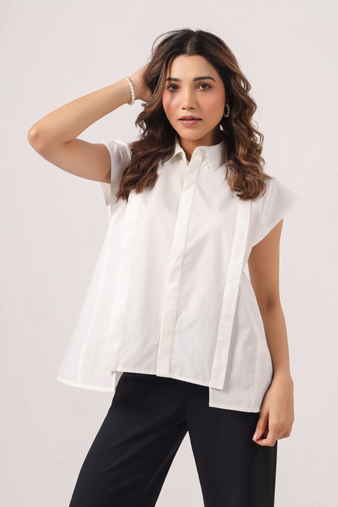 Women’s White Cotton Poplin Top